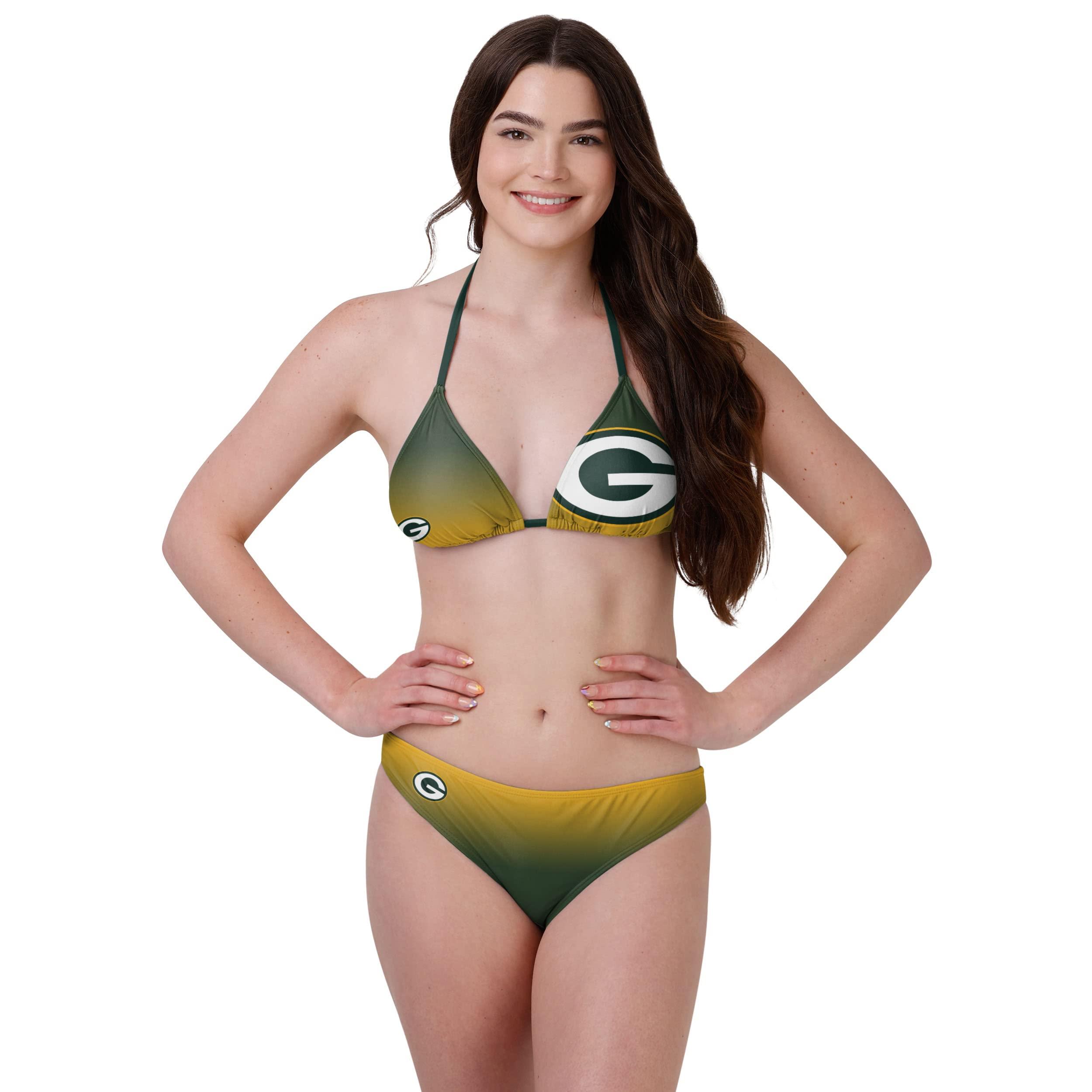 FOCO FOCO Women's NFL Team Ladies Bathing Swim Wear Suit, Gradient Big Logo-Bikini Bottom, Medium