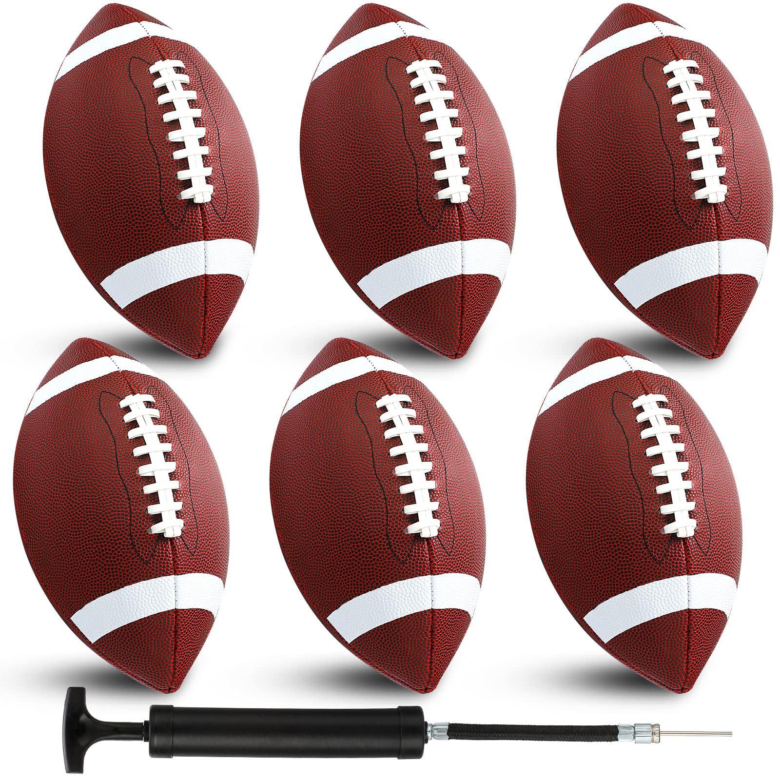 Jerify Jerify 6 Pcs Composite Leather Footballs Official Size Composite Leather Balls Composite Leather Inflatable Footballs with Pump Indoor Outdoor Footballs Bulk for Training and Recreational Play