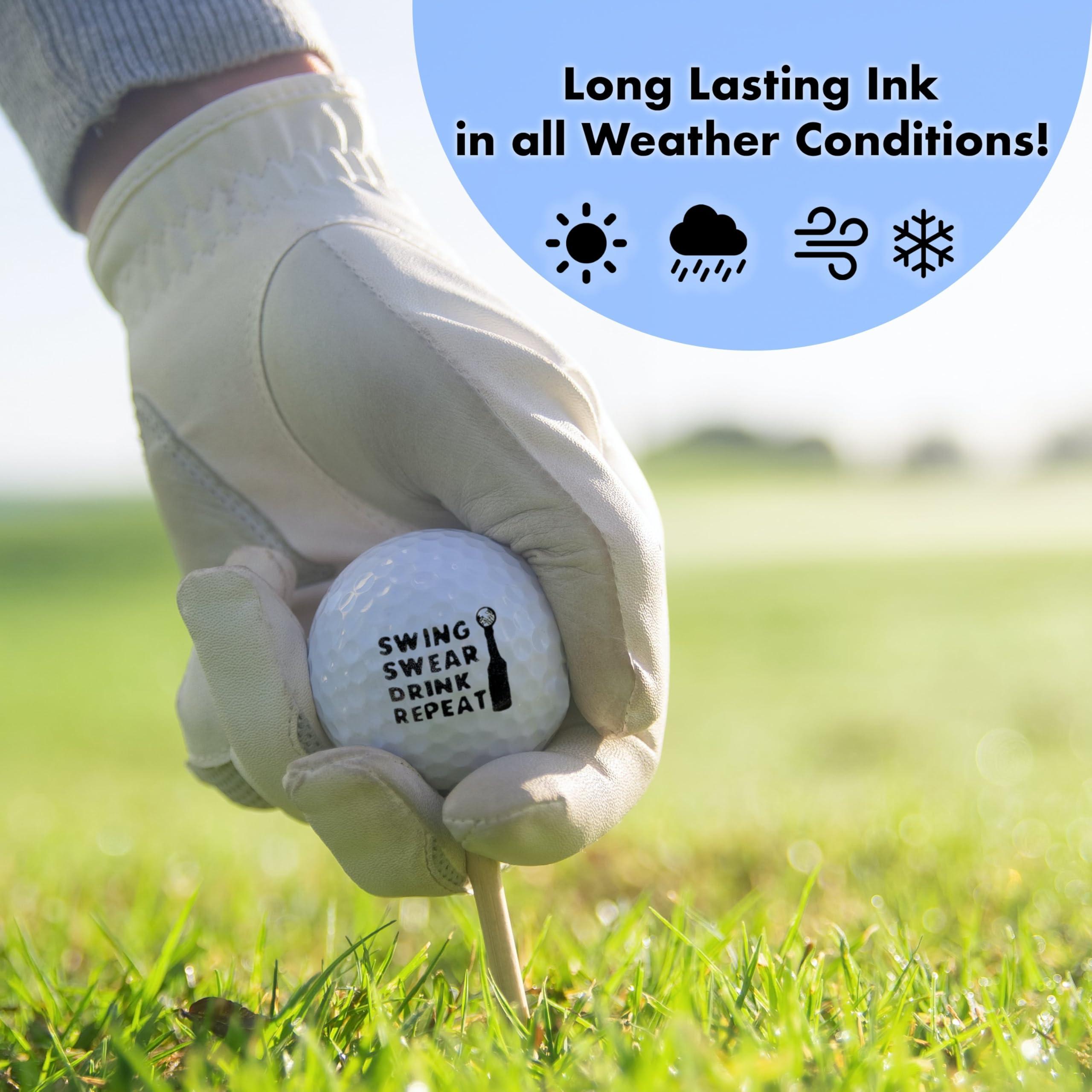 HODL 21 HODL 21 Ball Badge - Golf Ball Stamp, Self-Inking Golf Ball Stamper (The Dirty Series), Golf Ball Marker, Reusable Golf Ball Marking Tool to Identify Golf Balls (Swing Swear Drink Repeat)