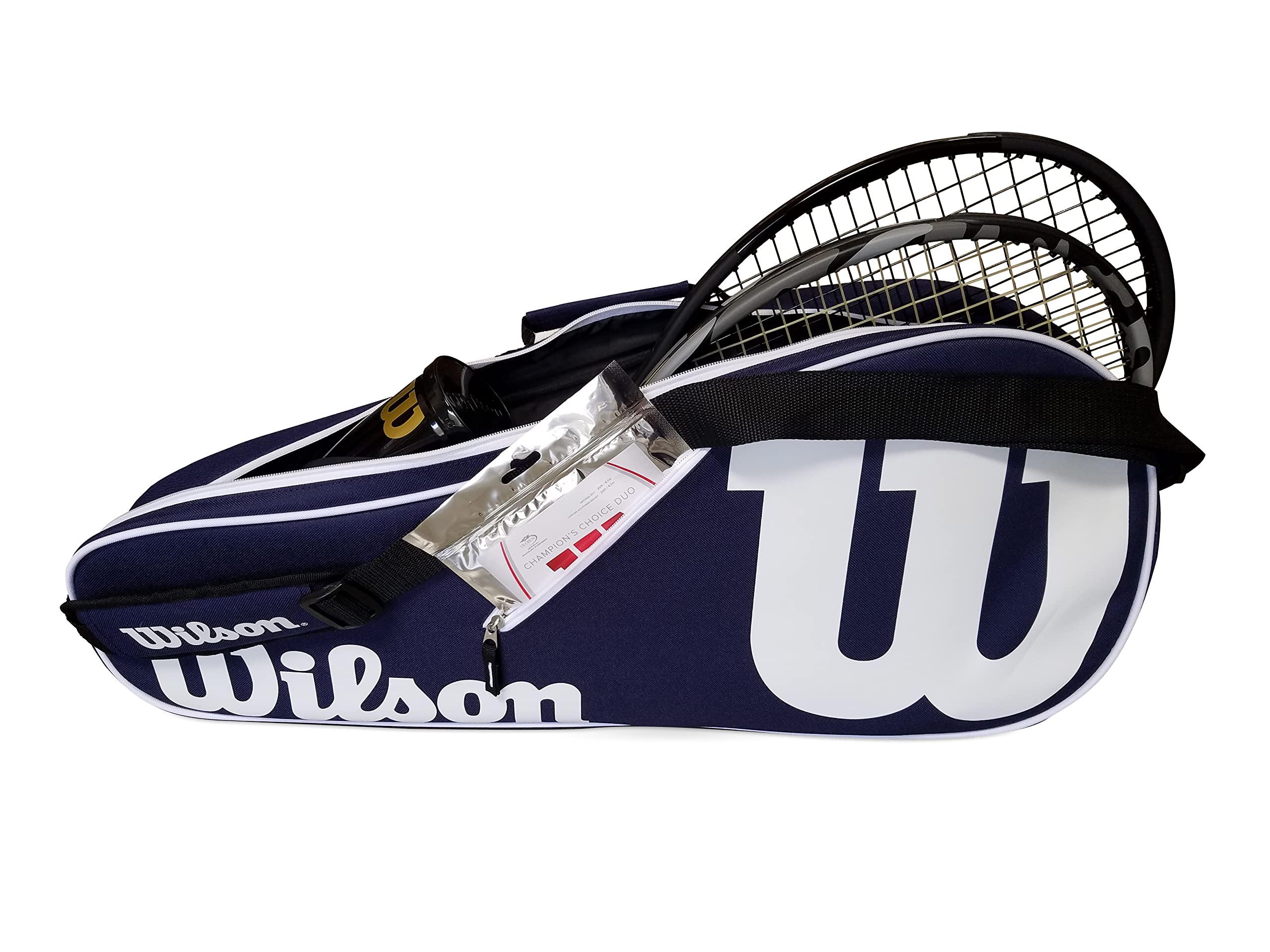 Do It Tennis Wilson Hyper Hammer 5.3 Oversized/Extended Tennis Racquet (4 1/8\" Grip) Set or Kit Bundled with a Navy/White Advantage 2-Pack Tennis Racket Bag and a Can of Tennis Balls