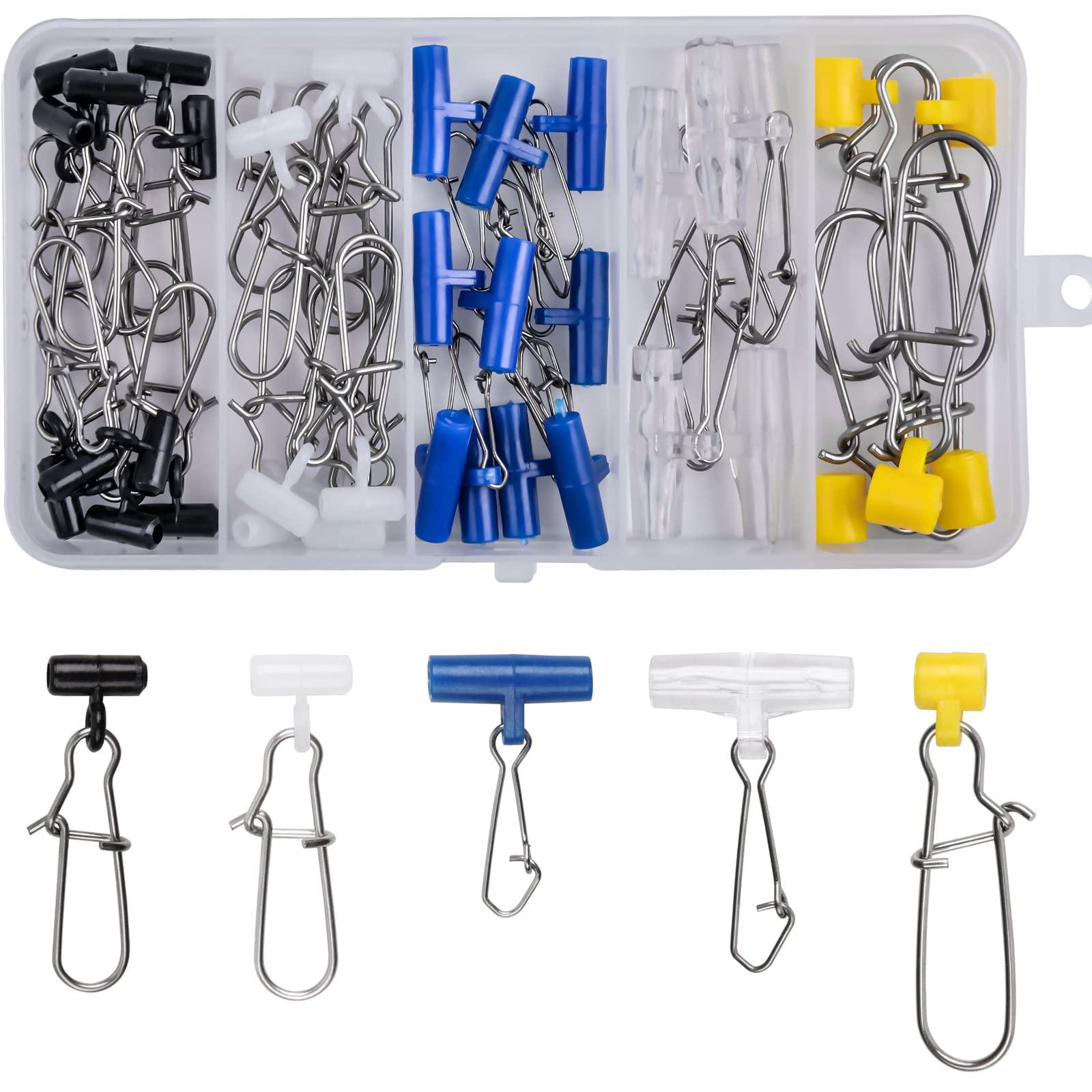 JSHANMEI Fishing Sinker Slide 40pcs High Strength Sinker Sliders with Duo-Lock Snap Easy Change Fishing Sinker Weight Slide Connector Saltwater Surf Fishing Catfish Rigs