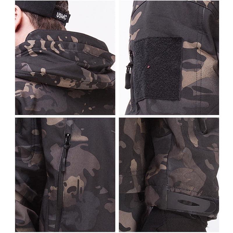 YABOO Tactical Hoody Softshell Jacket Outdoor Sports Camouflage Coat Combat Clothing BDU Airsoft Hunting Shooting Battle Dress