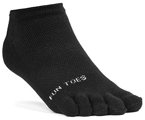 FUN TOES FUN TOES Women's Cotton Toe Socks-Breathable-6 PAIRS Pack-Size 9-11-Lightweight (3 Black/ 3 White)