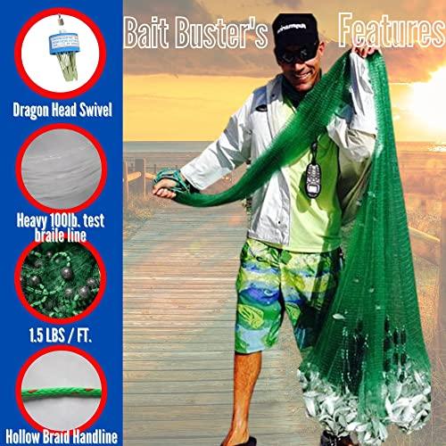 Bait Buster Bait Buster Minnow Cast Net 1/4" Sq. Mesh Green (8 Ft.)