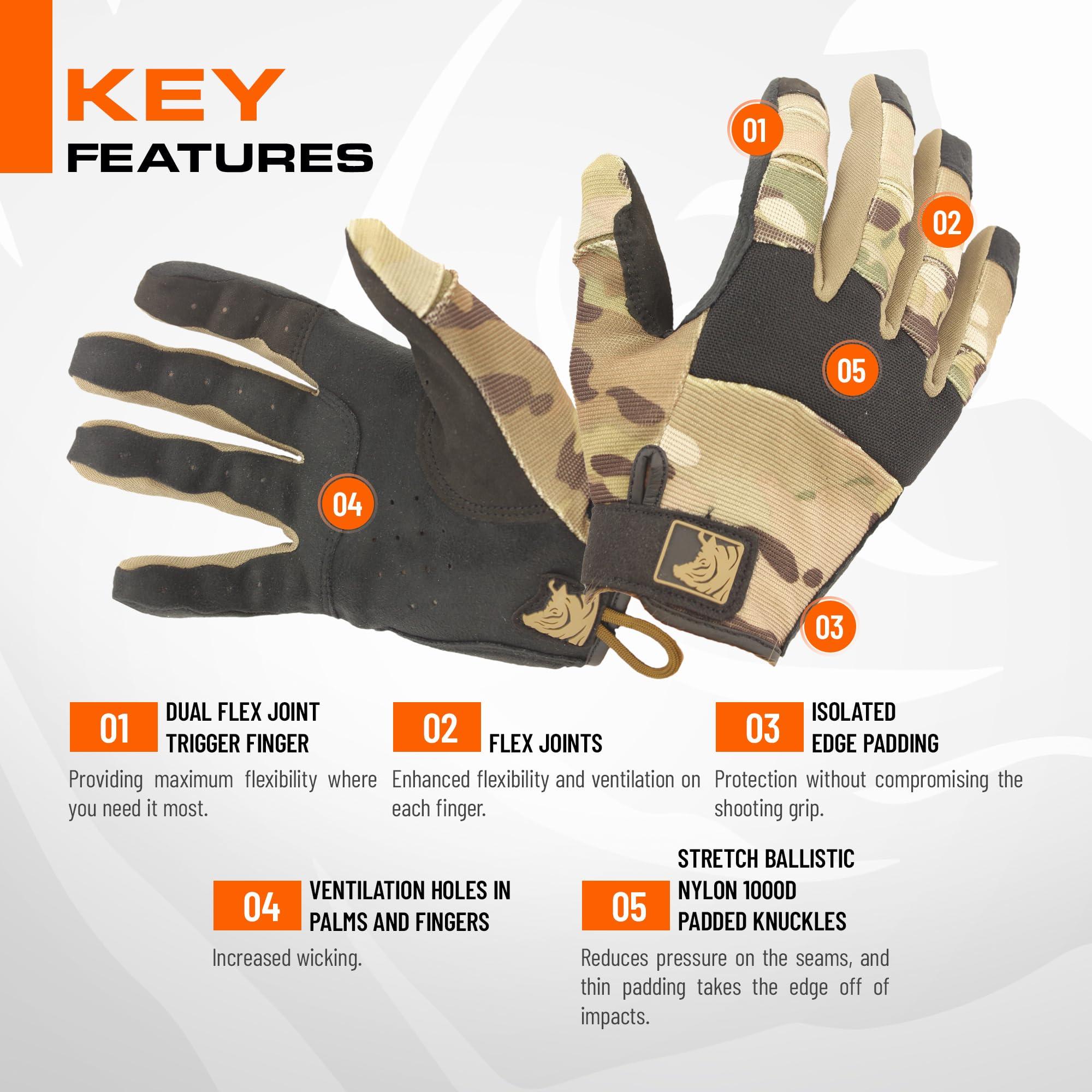 PIG PIG Alpha Full Dexterity Tactical Gloves for Shooting, Touchscreen Compatible, Breathable, 1 Pair, Multicam, X-Large