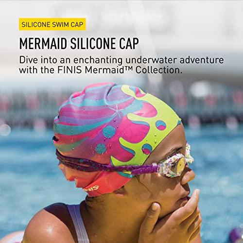 FINIS FINIS Mermaid Silicone Cap - Fun Kids Swim Cap with a Universal Fit - 100% Silicone Swim Cap with Rippled Edge for a Watertight Seal - Swimming Pool Accessories Crown
