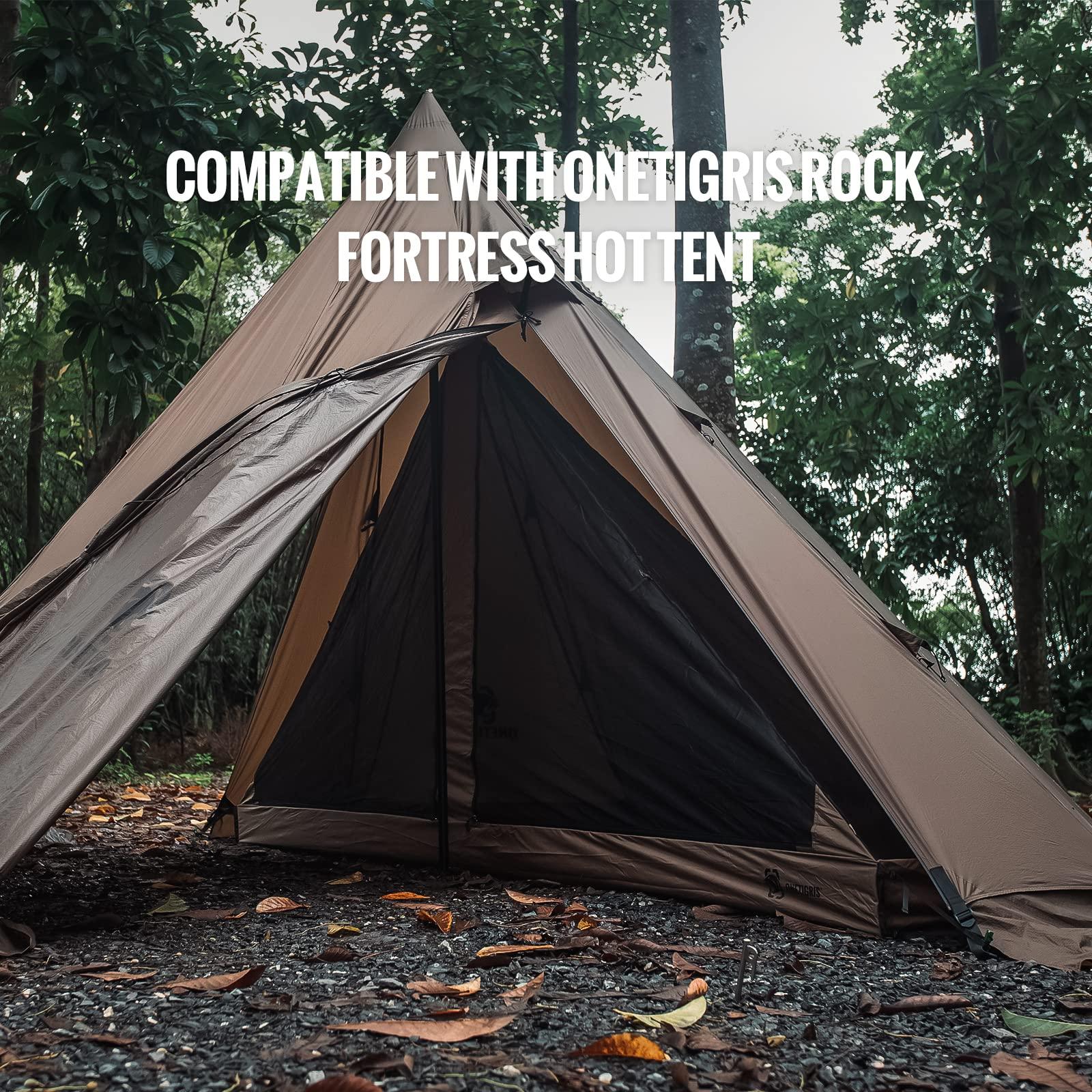OneTigris OneTigris Rock Fortress Hot Tent with Stove Jack, 4 Season, 4-6 Person Tipi Tent, Family Tent for Camping Backpacking Hunting Fishing Waterproof Wind-Proof (Half Inner Tent)