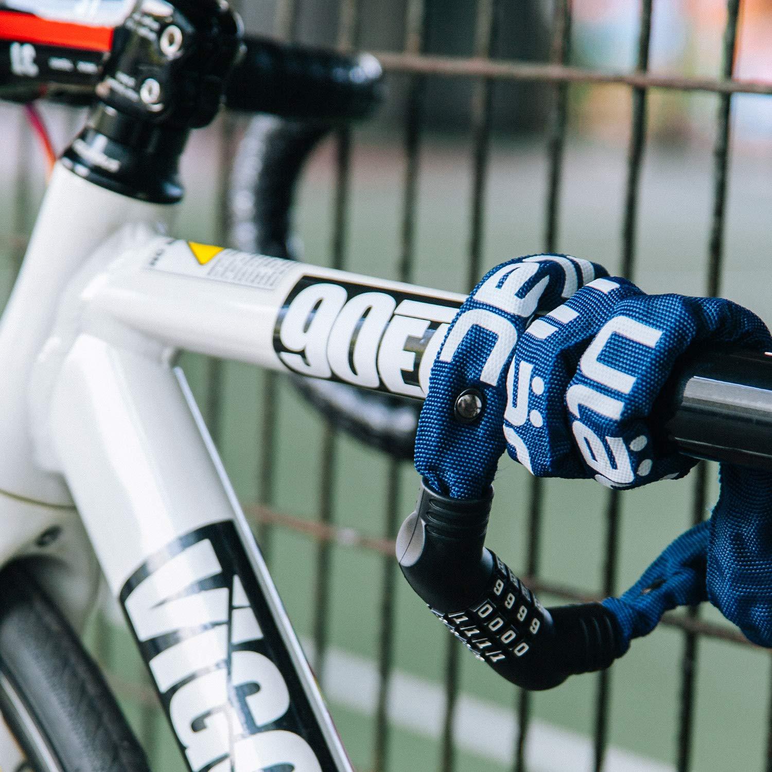 ULAC ULAC Street Fighter Neo Chain Lock Combo, Resettable 4-Digit Combination Anti-Theft Bicycle Lock (Grey)