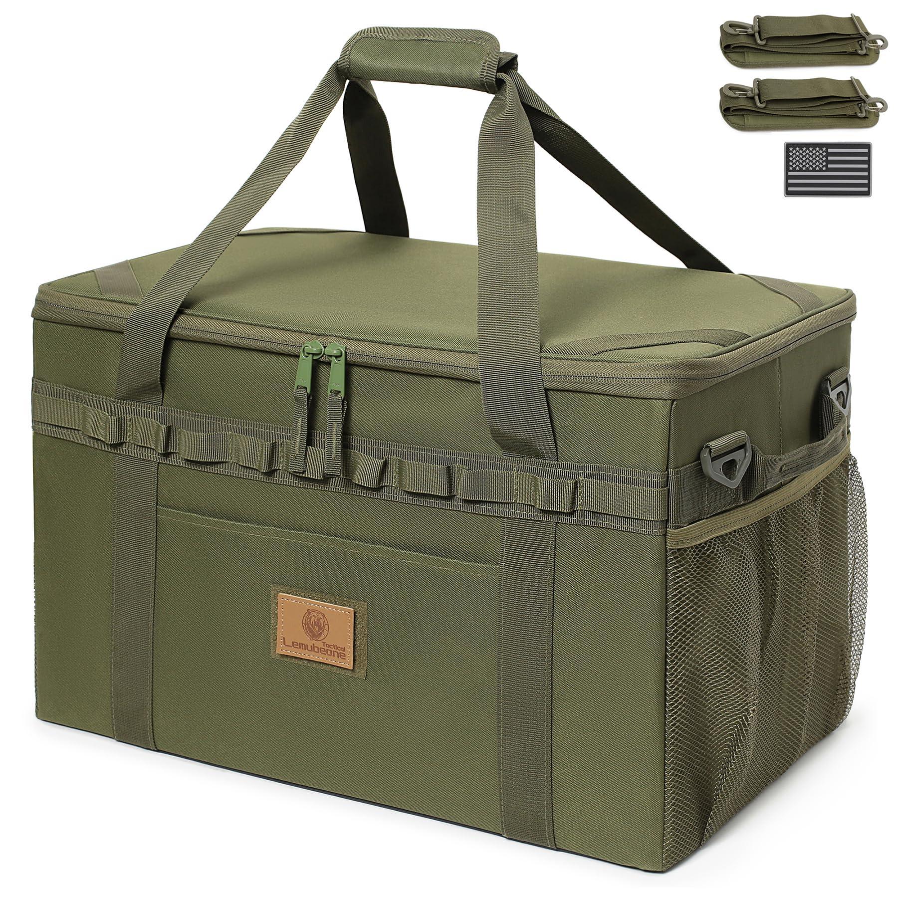Lemubeane Lemubeane Tactical Camping Storage Bag Utility Tote Bag Organizer with Axe Holder & Shoulder Strap (OD Green, X-Large (57L))