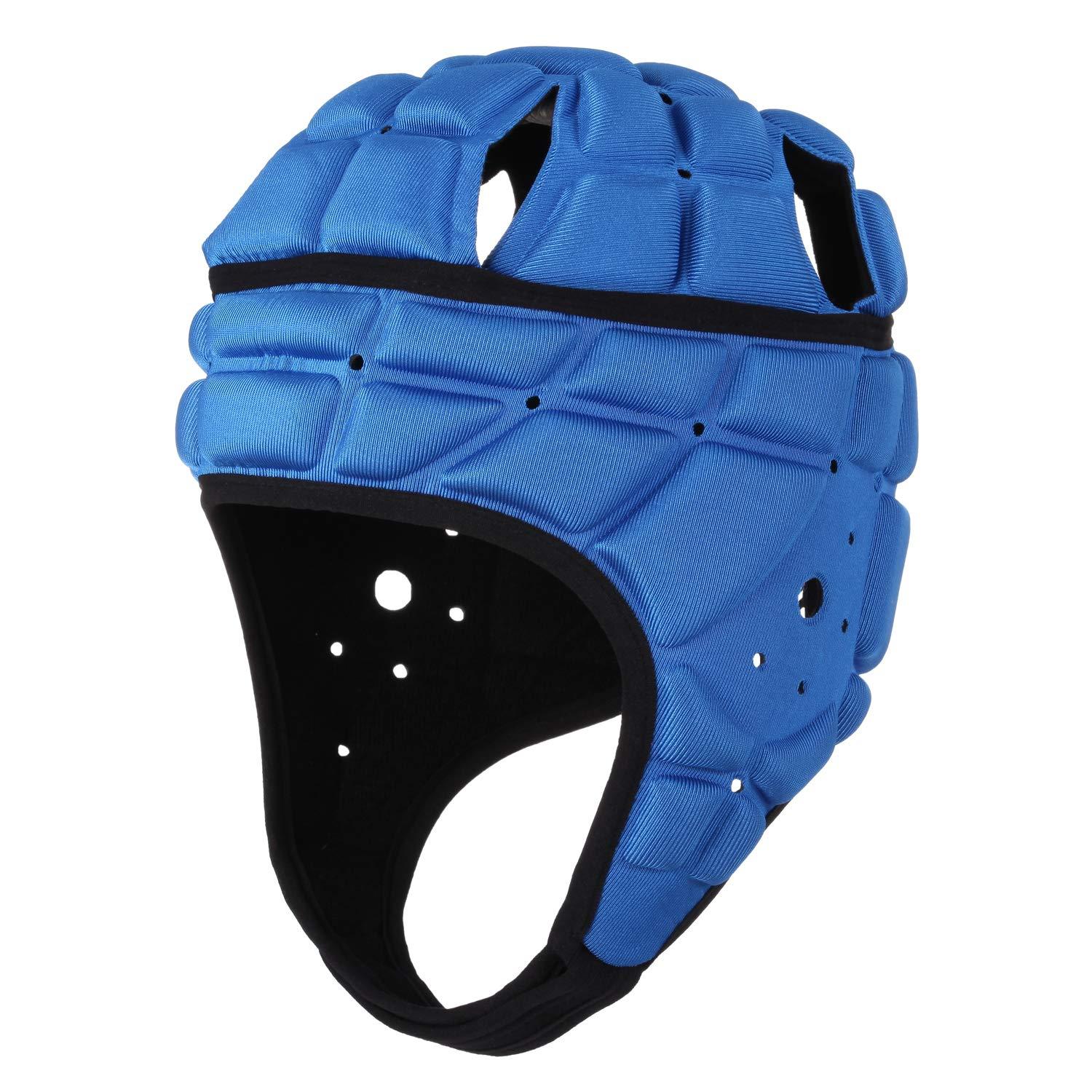 surlim Surlim Rugby Soft Helmet Soccer Headgear Scrum Cap 7v7 Flag Football Headguard for Adult Large (Blue)