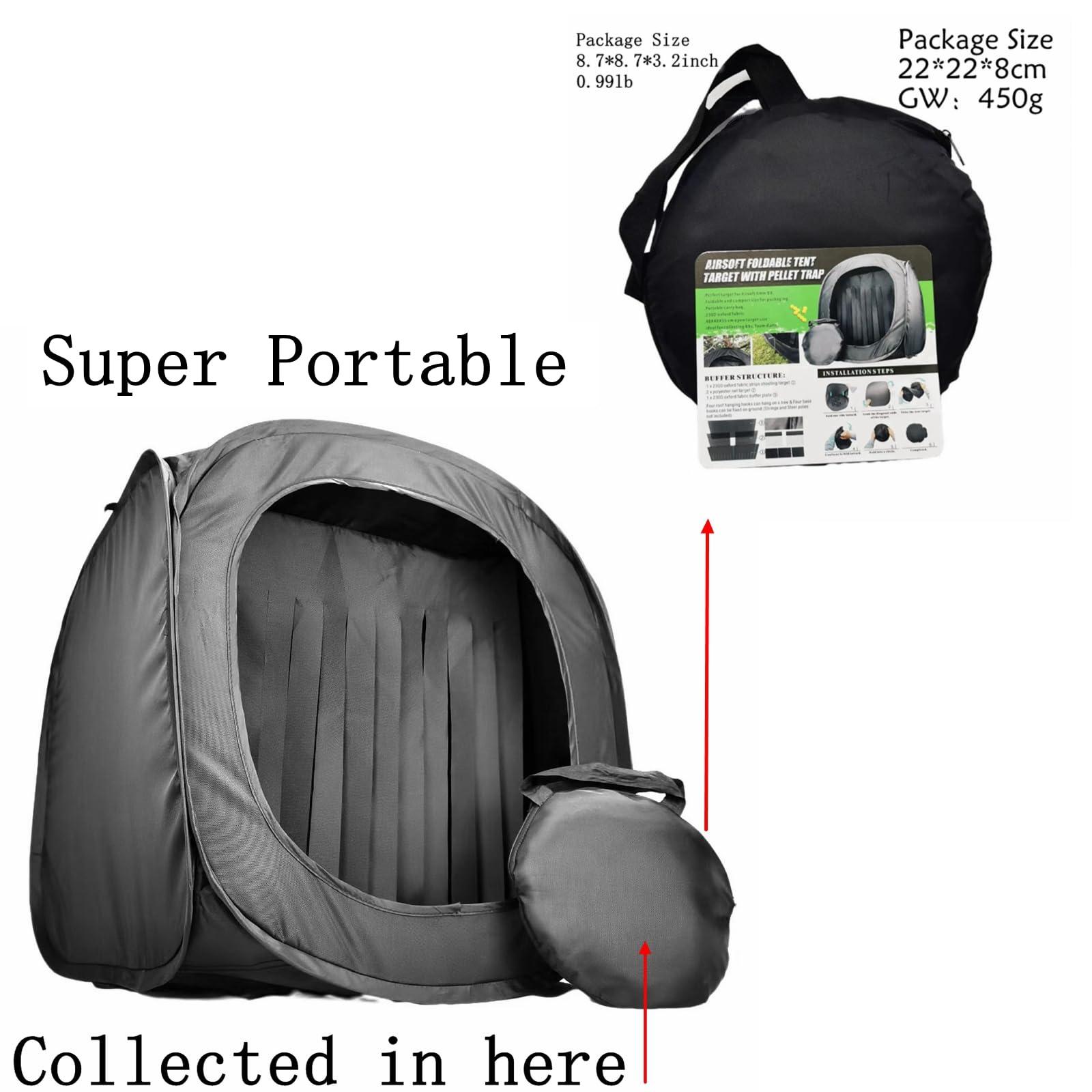 Wingswinmax Wingswinmax Foldable Airsoft Target Tent Trap Slingshot BB Trap Net Auto Pop-up Shooting Target Tent BB Target Holder Case Thicker Material-Black