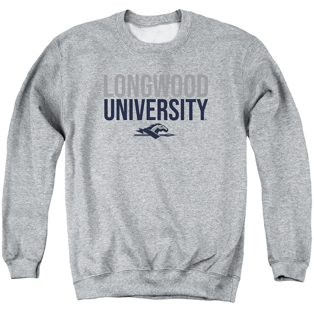 LOGOVISION Longwood University Official Stacked Unisex Adult Crewneck Sweatshirt,Athletic Heather, Large