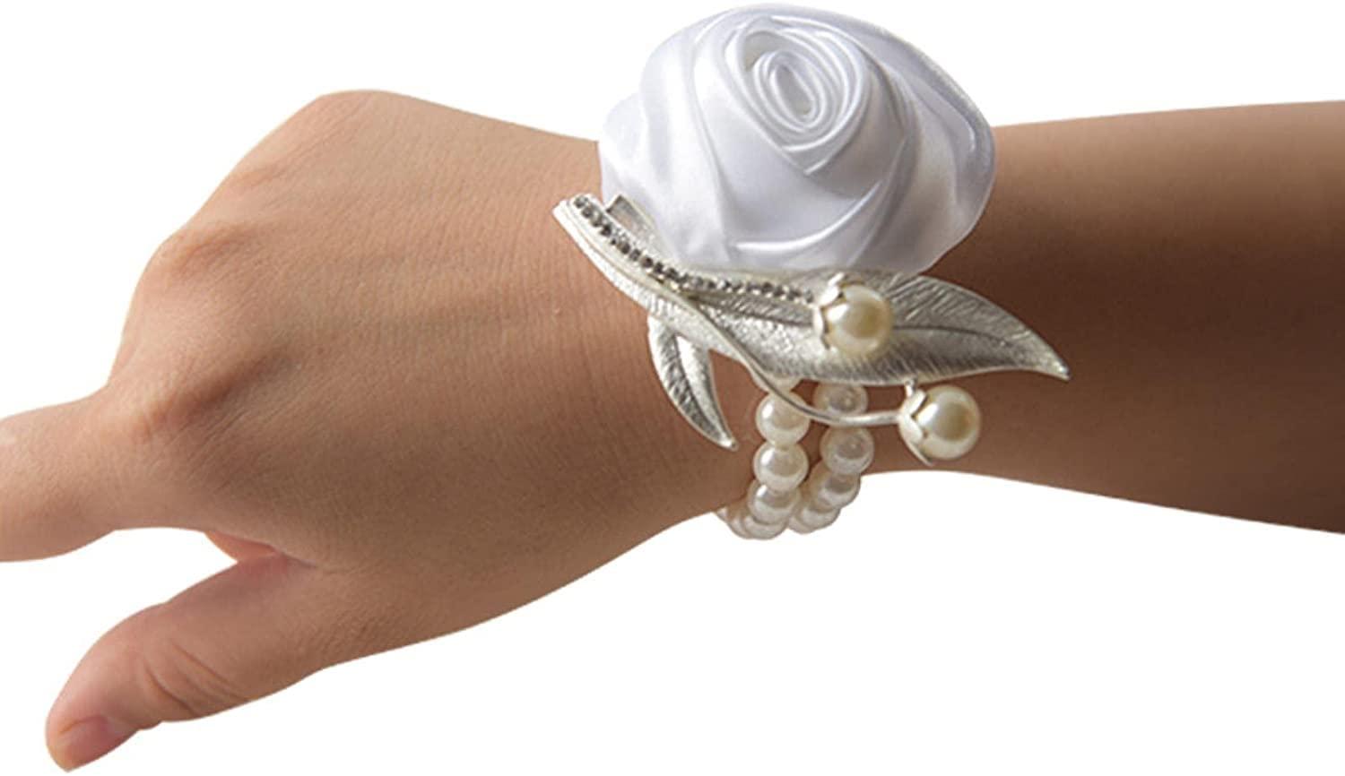 LSDRALOBBEB Corsages for Wedding Corsage and Boutonniere Set Wrist Corsage Hand Wrist Flower Pink Accessories Wedding Hands Bridal Wristband Flower Bracelet for Bridesmaids Bridesmaid Bracelet LSDRALOBBEB 1116(Co