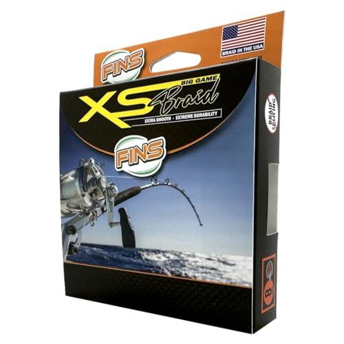 FINS FINS XS Big Game Braid - USA Made - 8-End Round Abrasion Resistant Braided Fishing Line for Freshwater/Saltwater Trolling and Bottom Fishing - White - 100 lb - 150 Yds