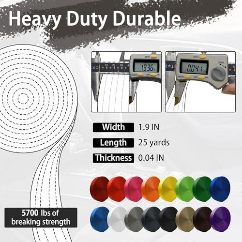 WEBSUKA WEBSUKA Polyester Webbing Strap 16+Colors 1\"&1.5\"&1.9\" 16.5 25 33 55 Yards Heavy Duty Webbing Roll, Flat Webbing Strap for Indoor&Outdoor Gear, Climbing, DIY Crafting, Repairing 1.9\" 25yards