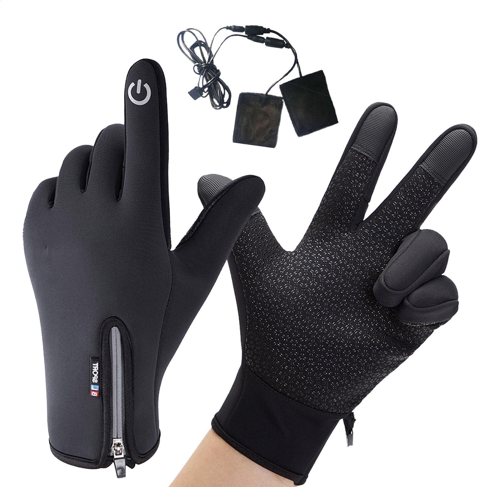 Generic Heated Gloves for Men Women, Rechargeable Heated Electric Gloves,Touch-Screen Ski Gloves - Windproof Snow Mittens Ski Gloves Winter Must Have for Women Men for Ski Riding