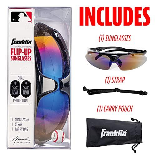 Franklin Sports Franklin Sports MLB - Flip Up Baseball + Softball Sunglasses for Kids + Adults - Lightweight Sport Sunglasses for UV Protection, Black