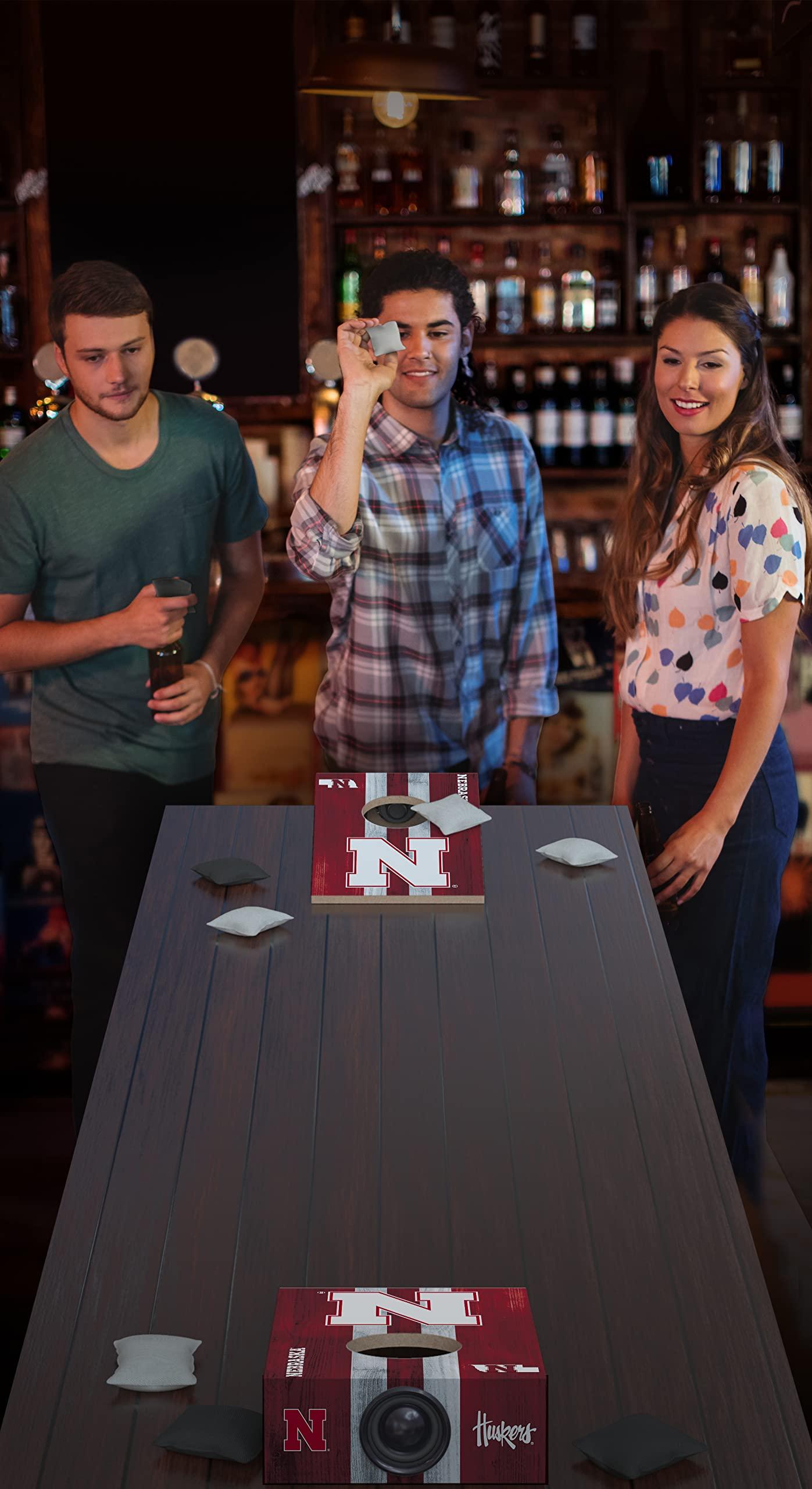SOAR SOAR NCAA Tabletop Cornhole Game and Bluetooth Speaker, Nebraska Cornhuskers