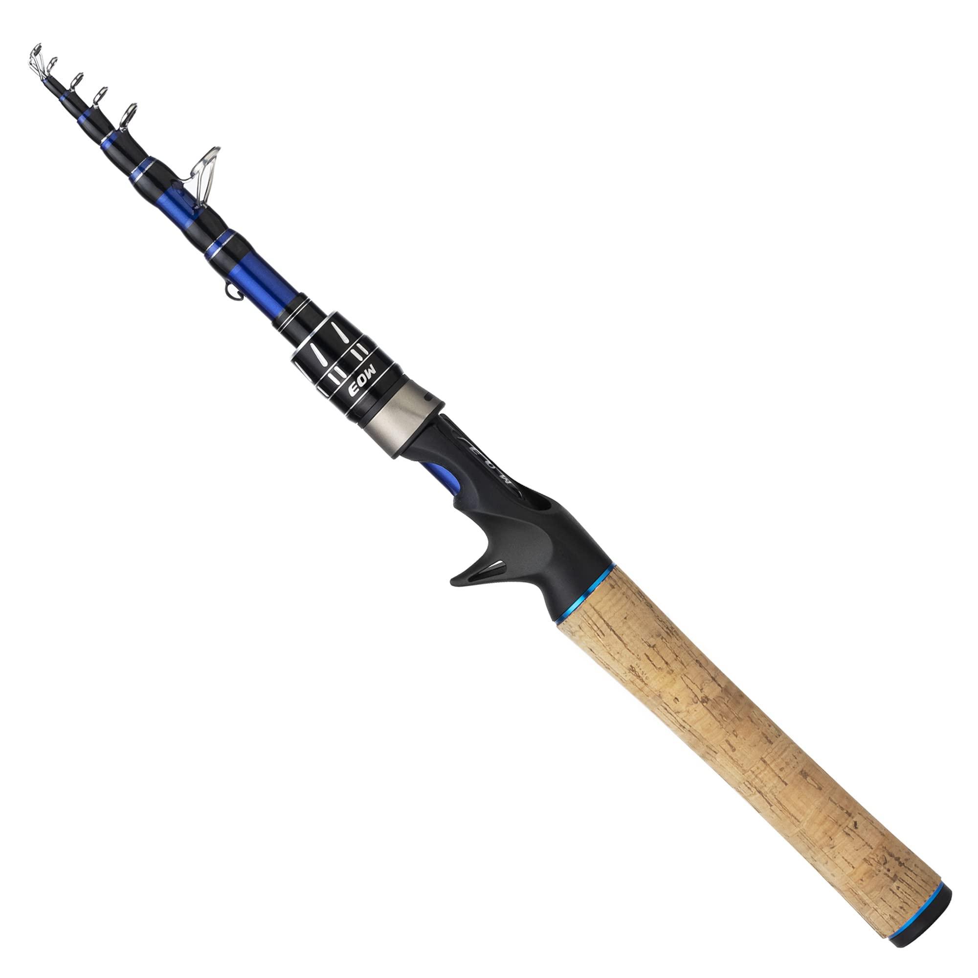 EOW EOW XPEDITE PRO Portable Telescopic Casting and Spinning Fishing Rods, 24T Carbon Blanks & Solid Carbon Tip, Cork Handle, Travel Rod, Short Collapsible Rods