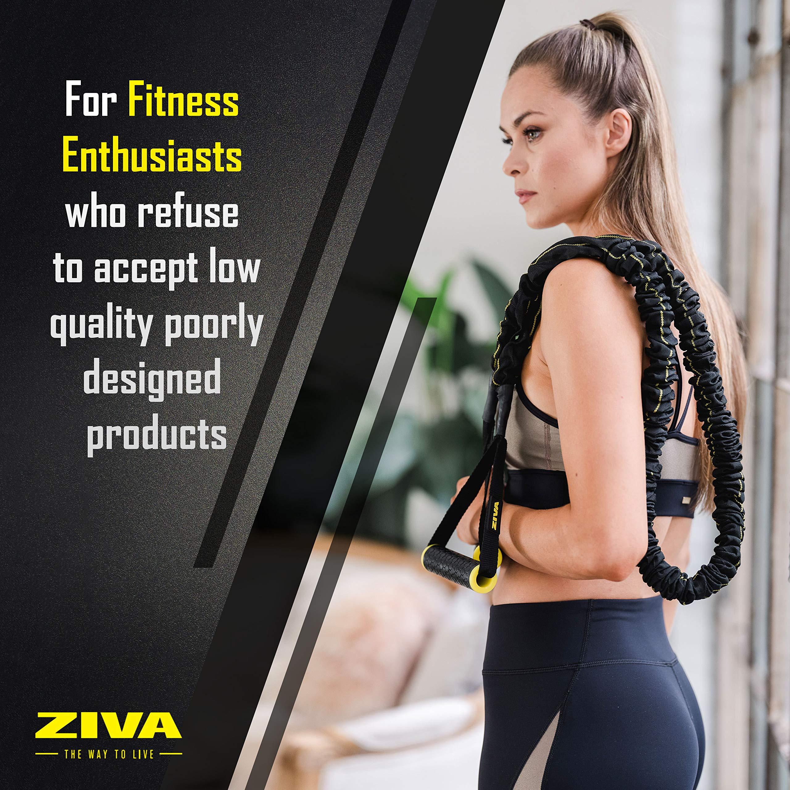 ZIVA Ziva Portable Lightweight Resistance Tube Band - Multiple Resistance Avail - Nylon Safety Sleeve and Foam Handles for Home Fitness, Strength Training, Cross Workouts Extra Heavy 45-50 lbs