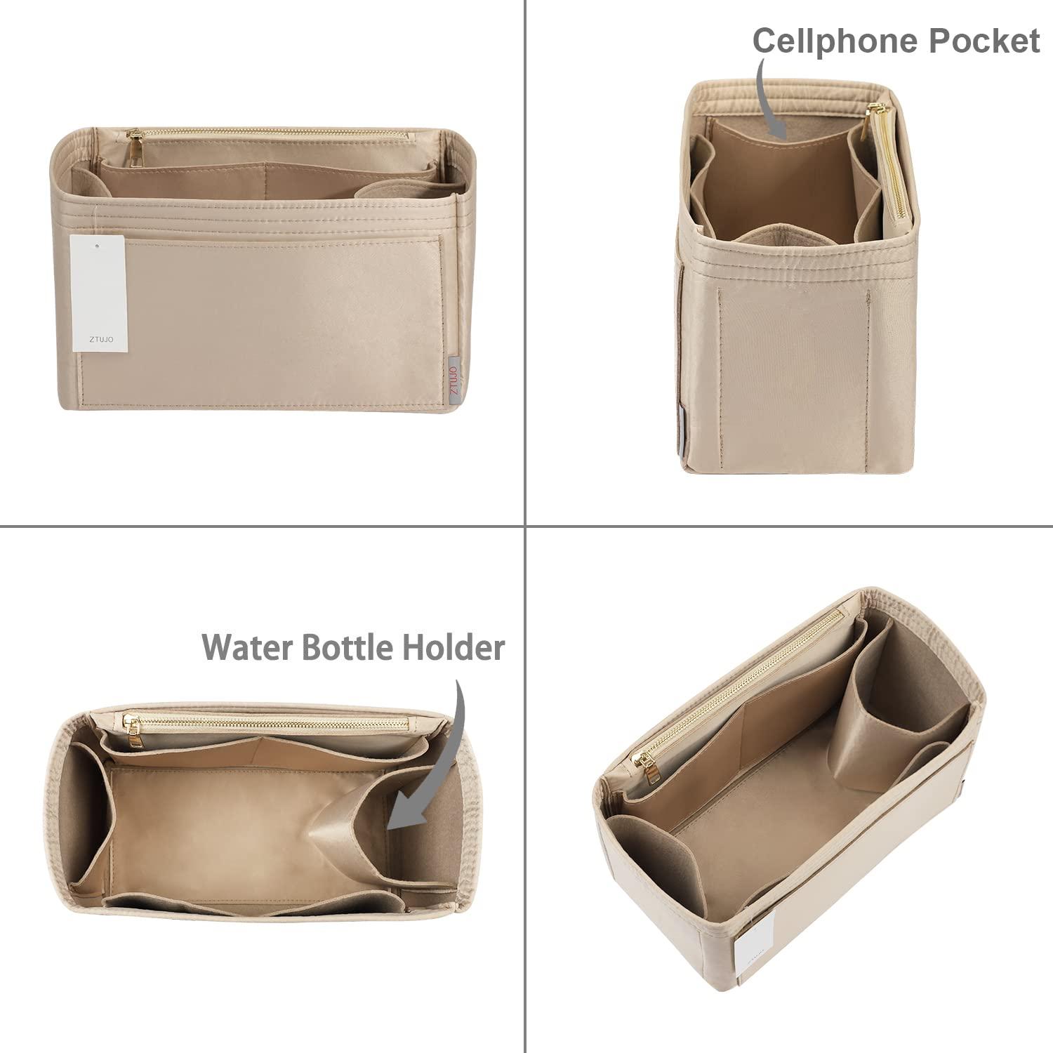 ZTUJO ZTUJO Purse Organizer Insert For Handbags, Silky Touching Bag Organizer Insert With Bottle Holder, Perfect for Speedy, Neverfull, Tote,ONTHEGO,Artsy,Handbag and More (Slender Large, Silky Beige)