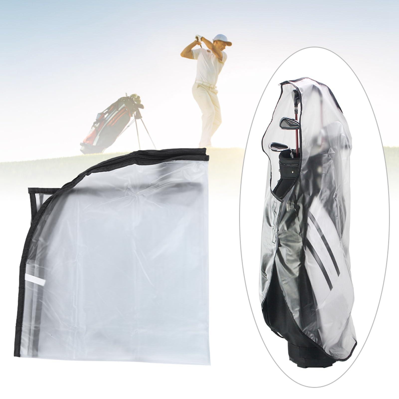 PerGar Golf Bag Rain Hood, Waterproof Golf Bag Rain Cover with Clear PVC, Golf Bag Rain Protection Cover for Golf Push Carts, Heavy Duty Club Bags Raincoat for Golfer