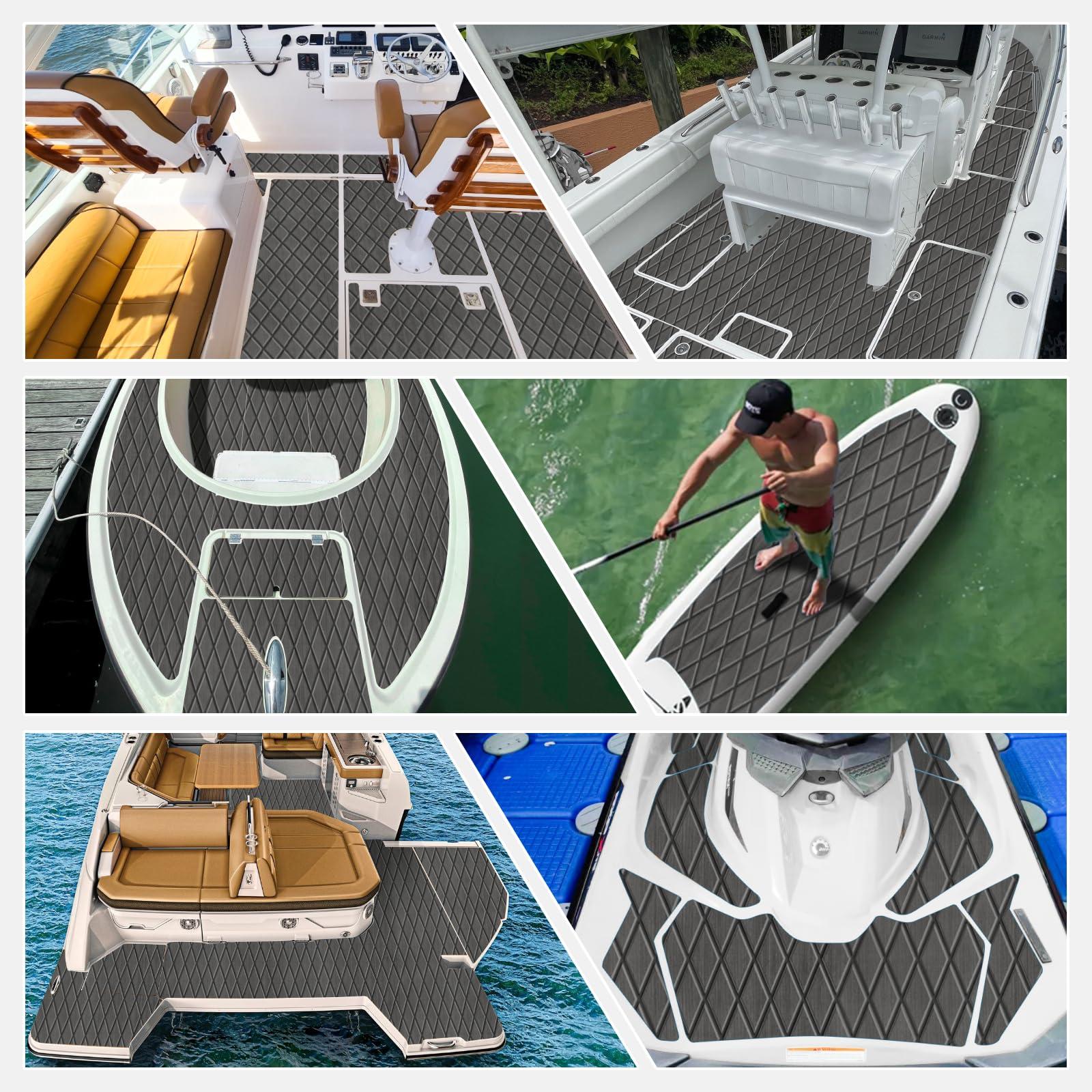 Hzkaicun Hzkaicun Boat Flooring EVA Foam Boat Decking Marine Flooring Self-Adhesive Faux Teak Marine Carpet Non-Slip EVA Foam Sheet for Boat Deck Yacht Motorboat Fishing Boat Surfboard Kayak 75\"x27.5\"