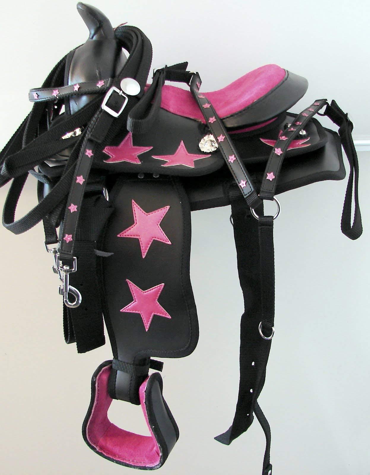 Deen, Enterprises Deen, Enterprises Youth Child Synthetic Western Pony Miniature Horse Saddle Tack Get Matching Headstall, Breast Collar & Saddle Pad Size 10\" to 12\" Inches Seat Available (10\" Inches seat)