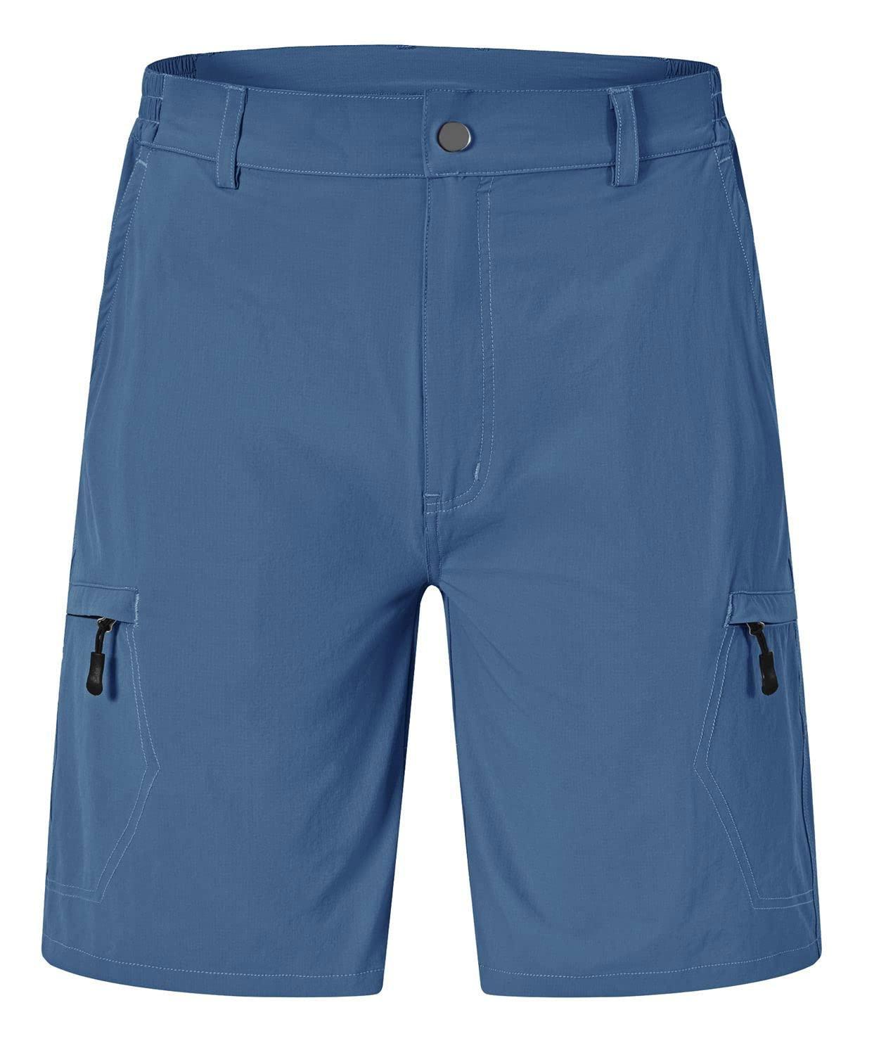 Rdruko Rdruko Men's Hiking Cargo Shorts 9" Quick Dry Lightweight Travel Work Casual Shorts with Zipper Pockets Pockets(Denim Blue, US 40)