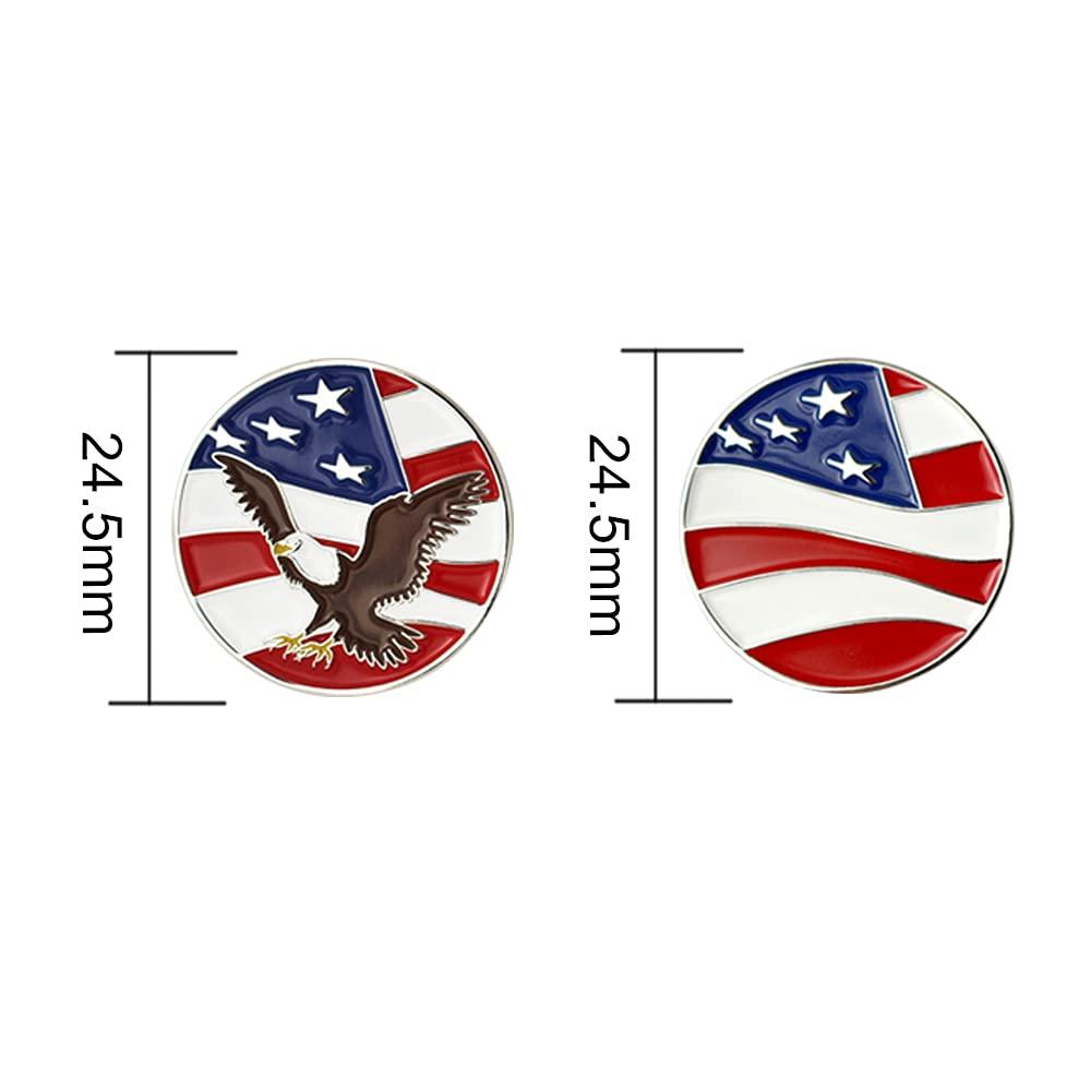 GOLTERS GOLTERS Golf Ball Markers Assorted Patterns Value Pack of 12 Golf Gifts, Golf Cap Clips and Divot Repair Tools Parter Accessories Sets for Men Women Golfer (American Flag 1)