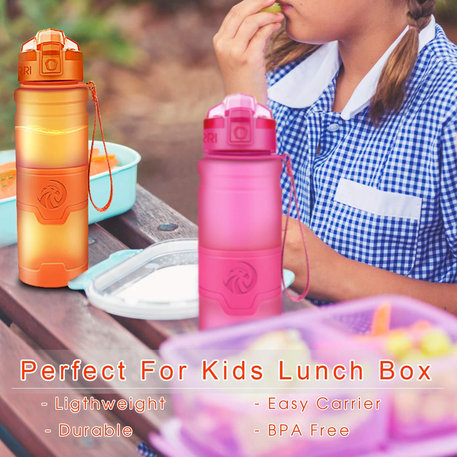 ZORRI ZORRI Sport Water Bottle Kids, 700ml/24oz - Bpa Free Eco-Friendly Tritan Plastic, Reusable Drinks Water Bottles Filter, Leak Proof Flip Top, Open 1-Click Gym, Yoga, Running