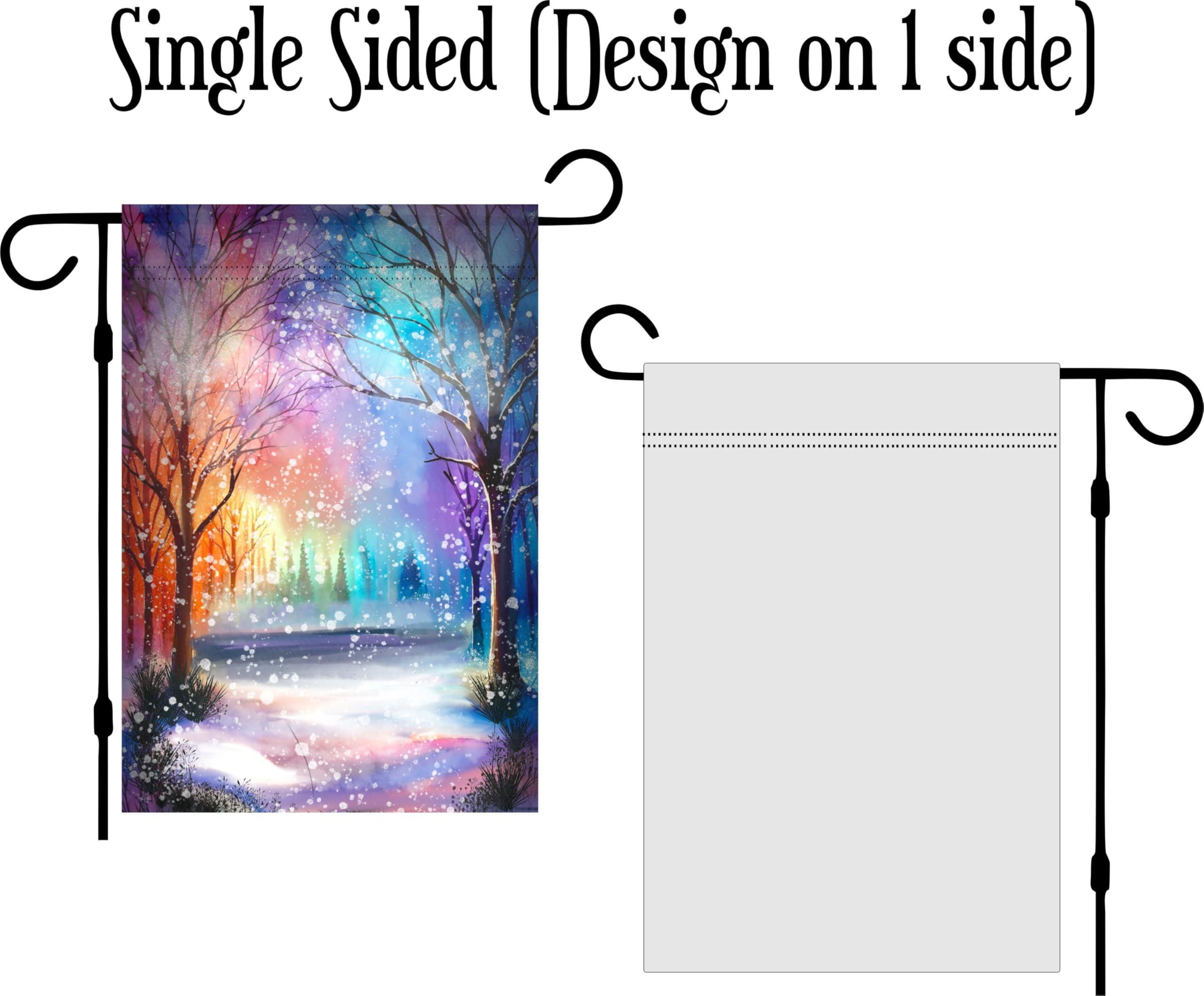 Krista Custom Creations Personalized Campsite Winter Garden Flag - Custom Colorful Camping Decoration for RV, Travel Trailer, Motorhome, Tent - Unique Falling snow Outdoor Yard Decor (Solid Class C Camper)