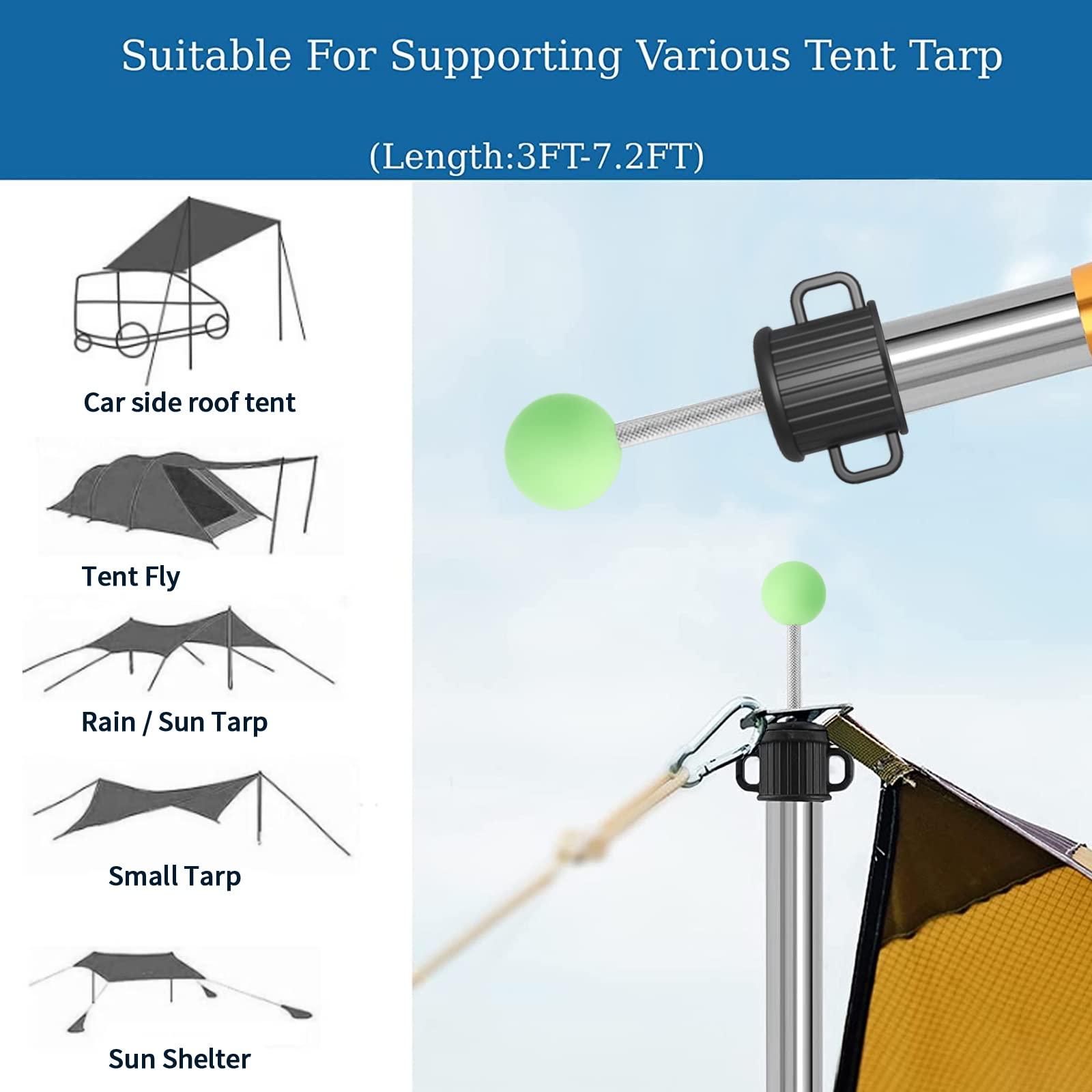 SANLIKE SANLIKE Telescoping Tarp Pole Adjustable Tent Poles, 33\"-86.6\" Thickened Tube Collapsible Stainless Steel Canopy Poles for Camping Backpacking Hiking Awning Sun Sails Outdoor Sports, Set of 2