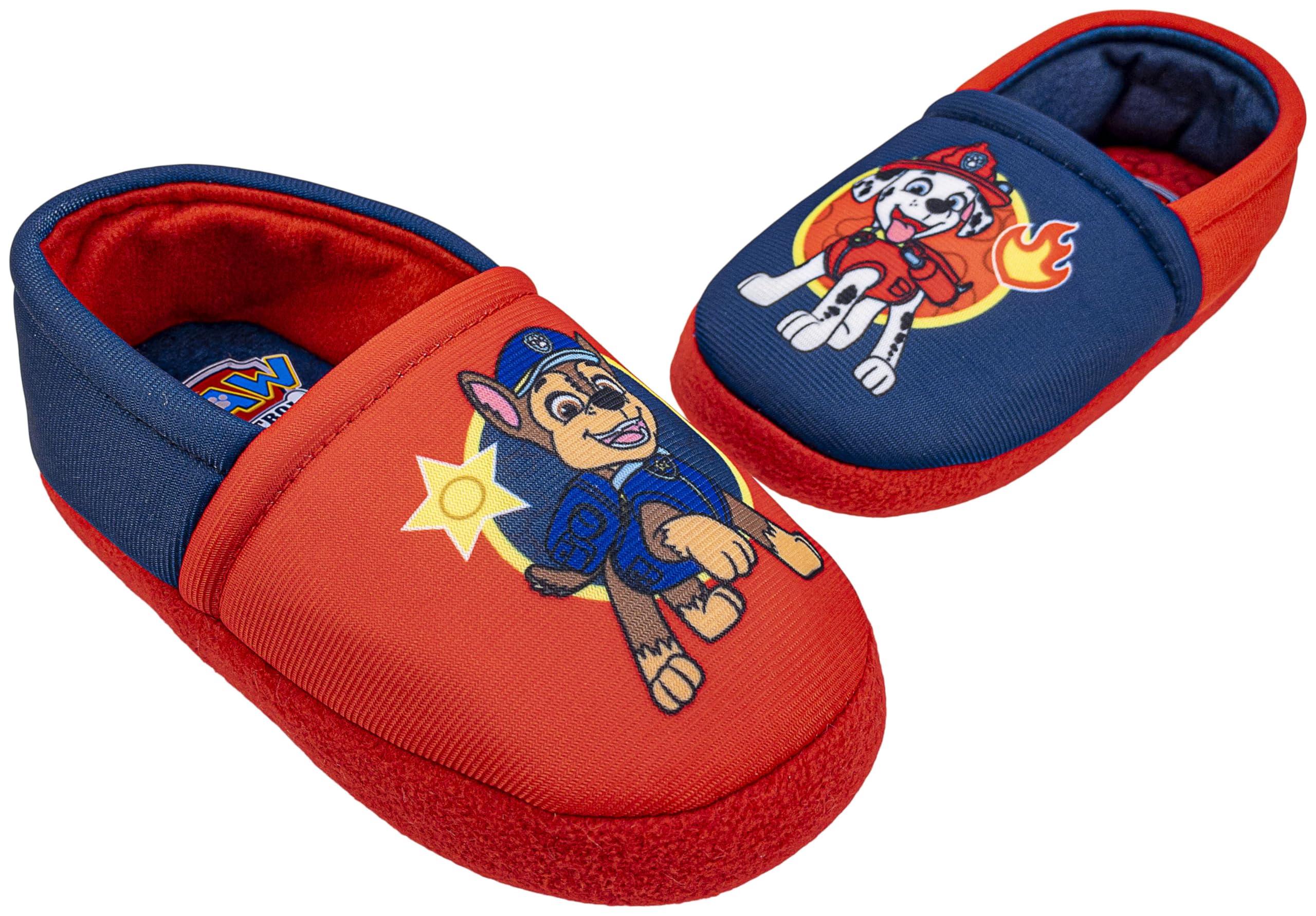 Paw Patrol Paw Patrol Slippers for Toddlers, Mismatch A-Line House Shoes, Red/Blue, Toddler 5/6