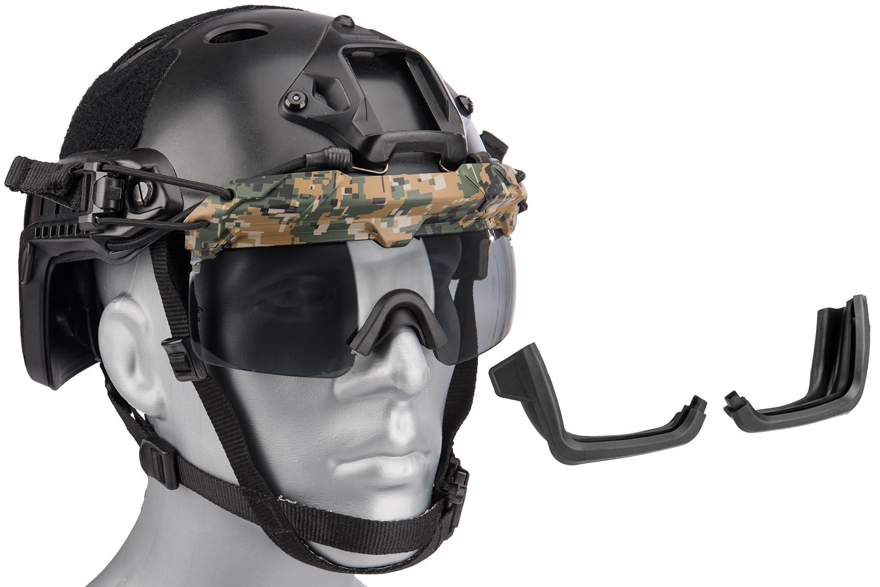 Lancer Tactical Lancer Tactical Safety Goggle for Bump Type Helmet (Helmet Not Included) (Digital Woodland Frame/Smoke Lens)