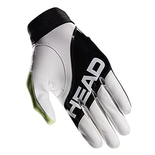 HEAD HEAD Leather Racquetball Glove - Conquest Extra Grip Breathable Glove for Right & Left Hand - Black/Lime/White, Right - Small