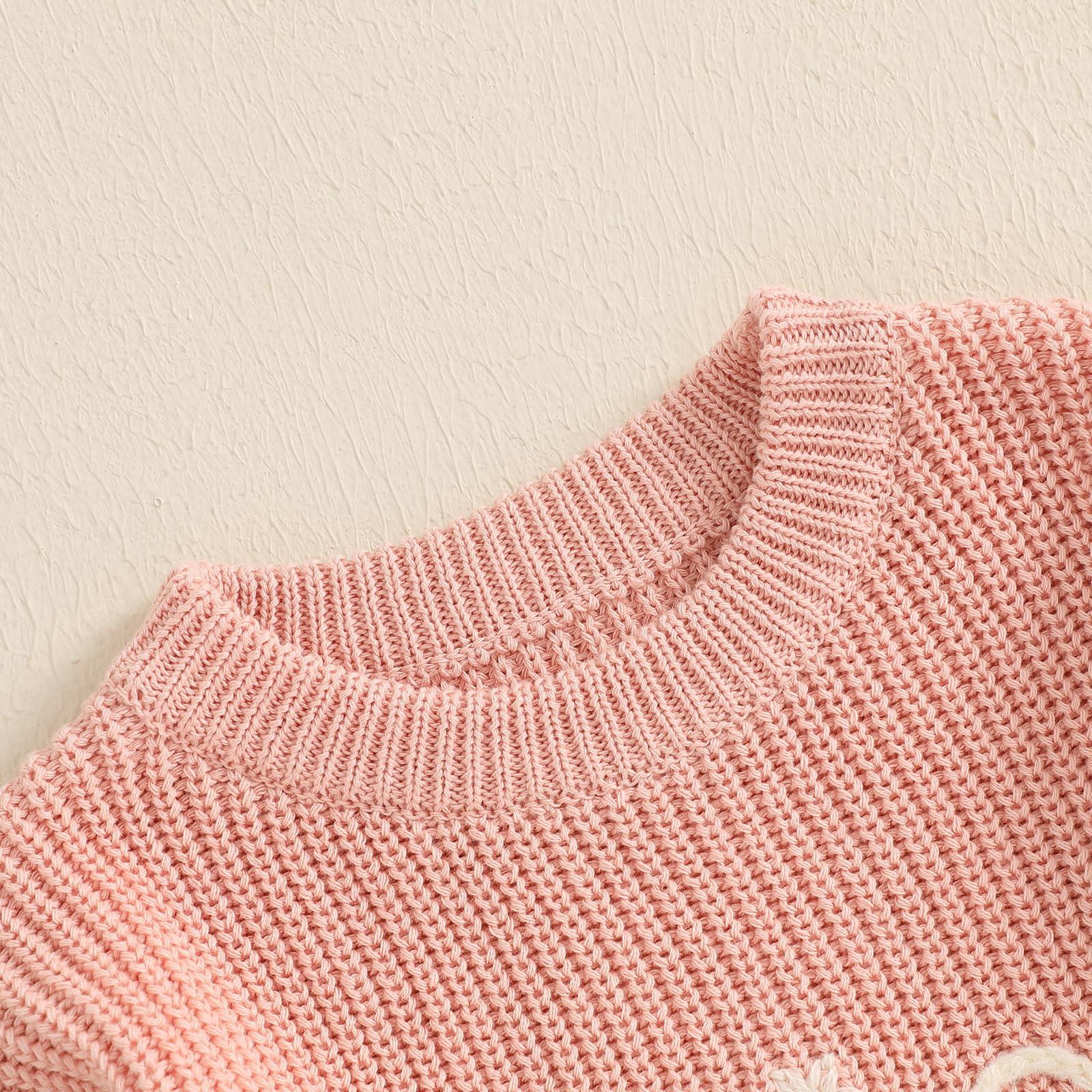 Aiwpstoin Mommy and Me Sweater Matching Family Outfit Long Sleeve Knit Sweater Pullover Mom and Baby Clothes (Baby, 3-6 Months, Light Pink)