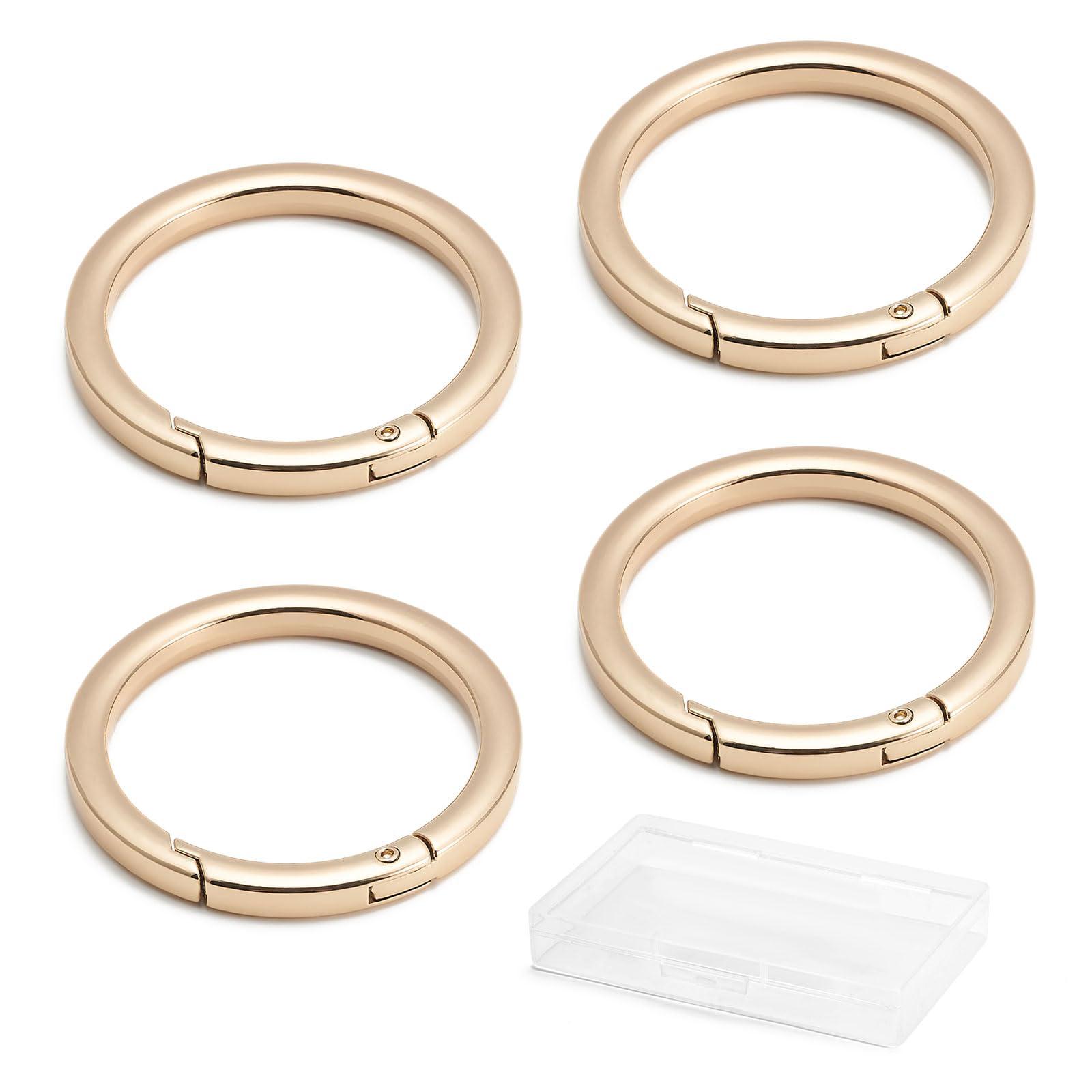 DEVPSISR DEVPSISR 4pcs Flat Trigger Spring O Rings,Metal Keychain Ring Round Carabiner Clips for Keyrings Buckle, Bags,Purses,Purses (Gold,1 inch)