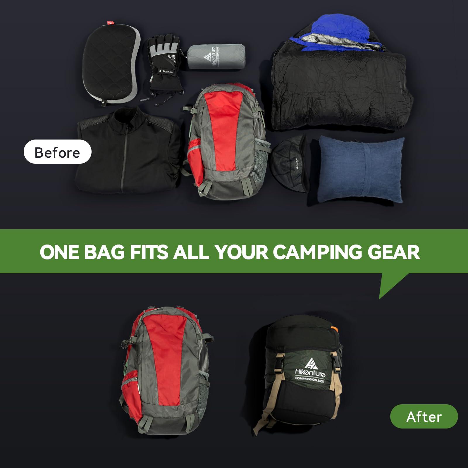 Hikenture Hikenture Compression Sack for Sleeping Bag, Upgrade Anti-Tear Nylon Sleeping Bag Stuff Sack, 10L/14L/20L/30L Water-Resistant Compression Bag, Storage Bag (Dark Green, 20L)