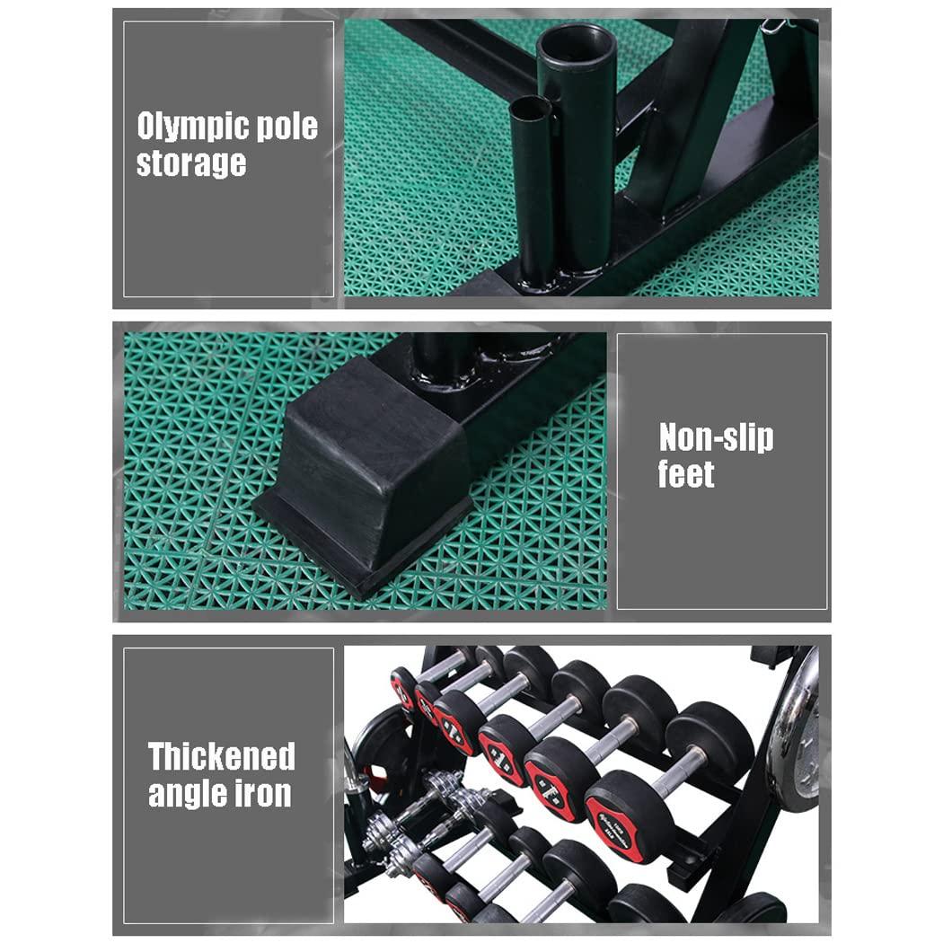 LANGWEI Home Gym Storage Rack, Multifunctional Adjustable Dumbbell Rack 3 Tier, Weight Rack for Dumbbells Kettlebells Weight Bar and Plates Fitness Equipment