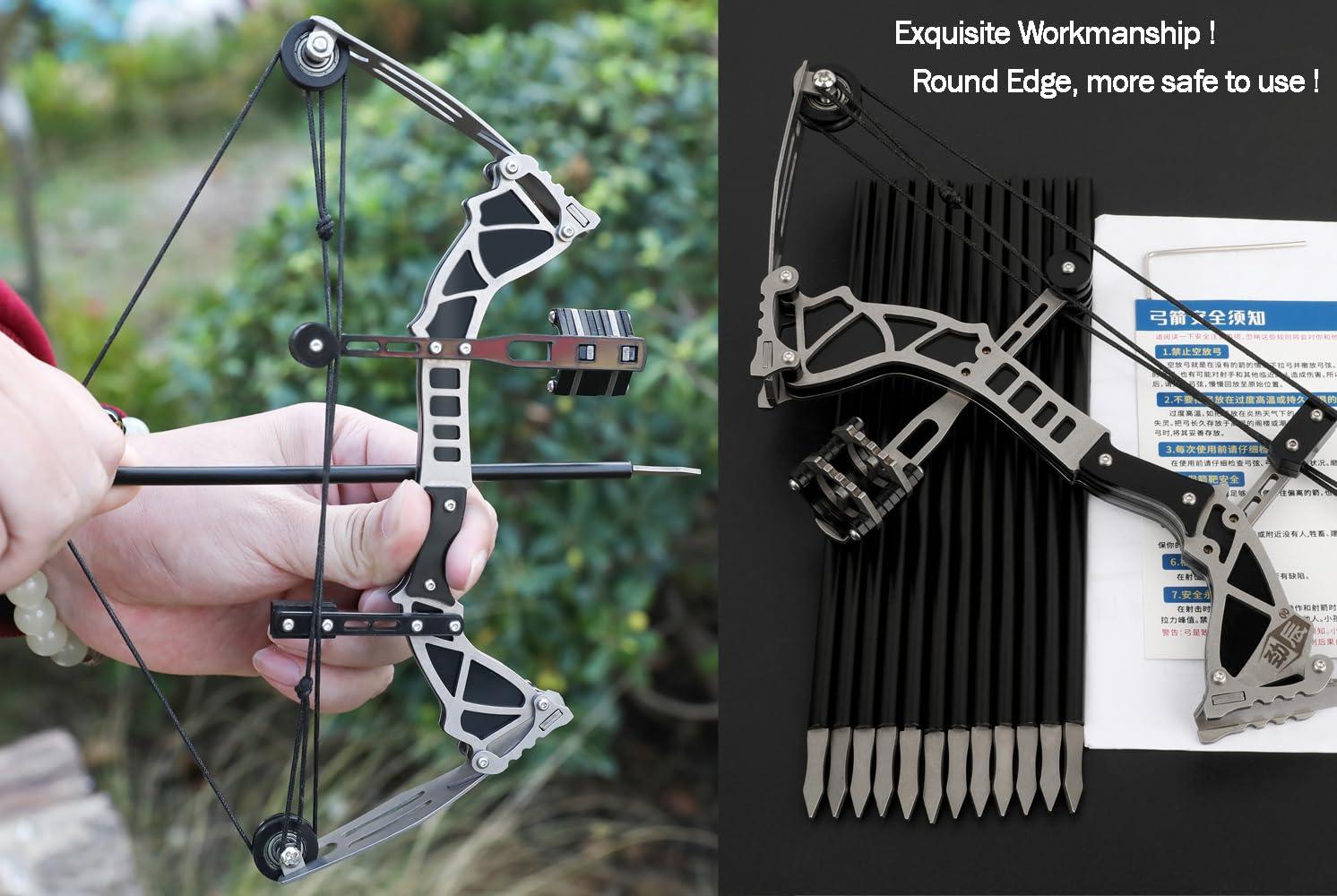 wolfman wolfman 9.5\" Compound Bow and Arrow Set Archery Bow Set Hunting Bow for Right/Left Handed with EVA Target for Hunting Shooting Practice Archery Entertainment Fun (wtih 12 Arrows)