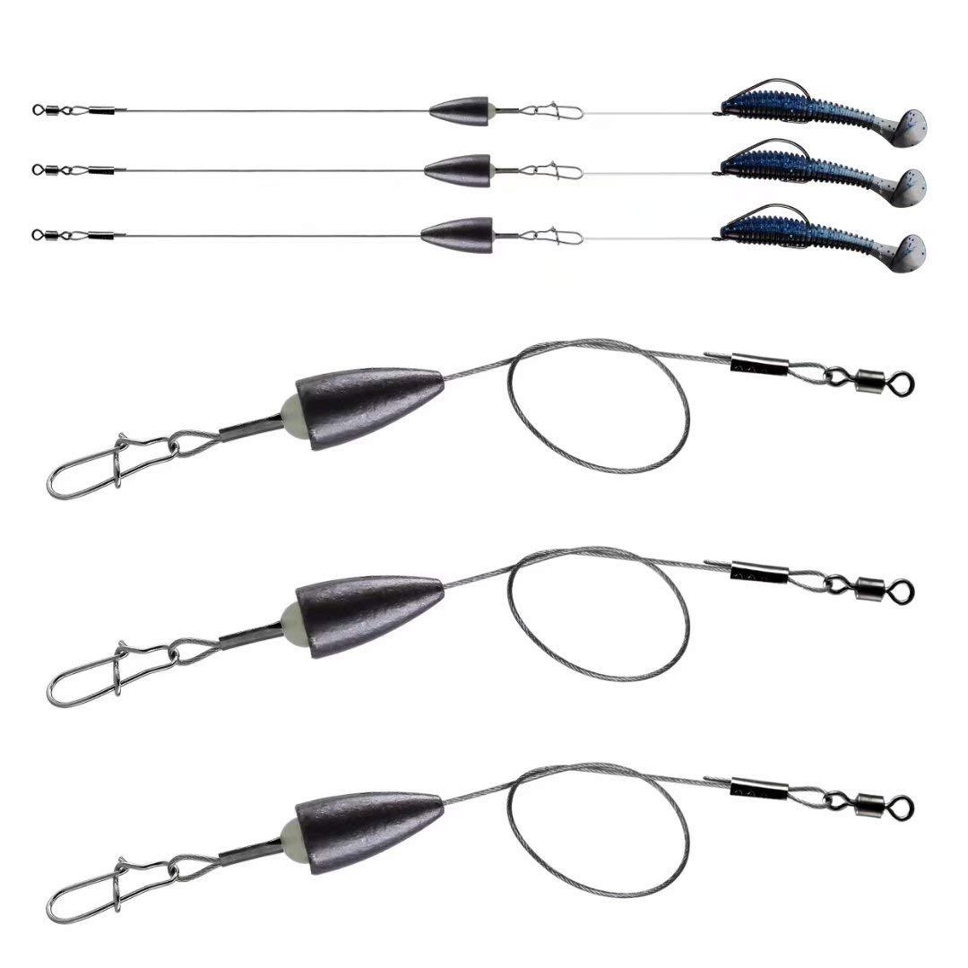 THKFISH THKFISH Fishing Weights Bullet Sinker Pre-Rigged Carolina Rigs Fishing Ready Carolina Rigs 1/4oz 15pcs
