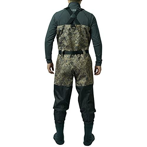 BASSDASH BASSDASH IMMERSE Breathable Ripstop Stocking Boot Foot Fishing Hunting Waders Lightweight Grey Camo Chest Wader for Men Women