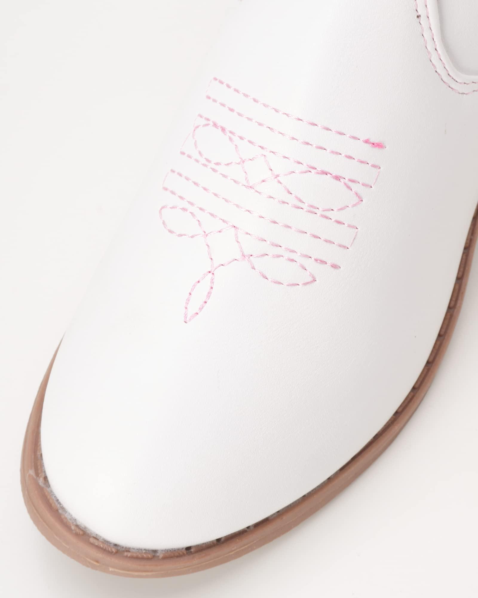 bebe bebe Girls' Cowgirl Boots - Classic Western Cowboy Boots - Mid Calf Boots for Toddlers, Little and Big Girls (5T-7), Size 2 Little Kid, Pink/White