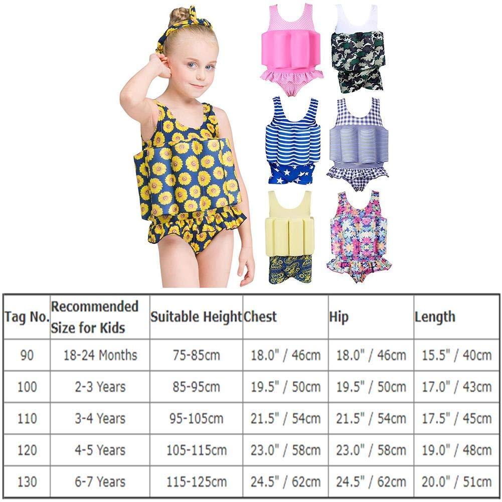 FYMNSI Kids Baby Floatation Swimsuit with Adjustable Buoyancy Float Suit Swim Vest One Piece Floating Swimwear for Boys Girls Toddler Learn to Swimming Bathing Suit Beachwear Colorful Floral 3-4T