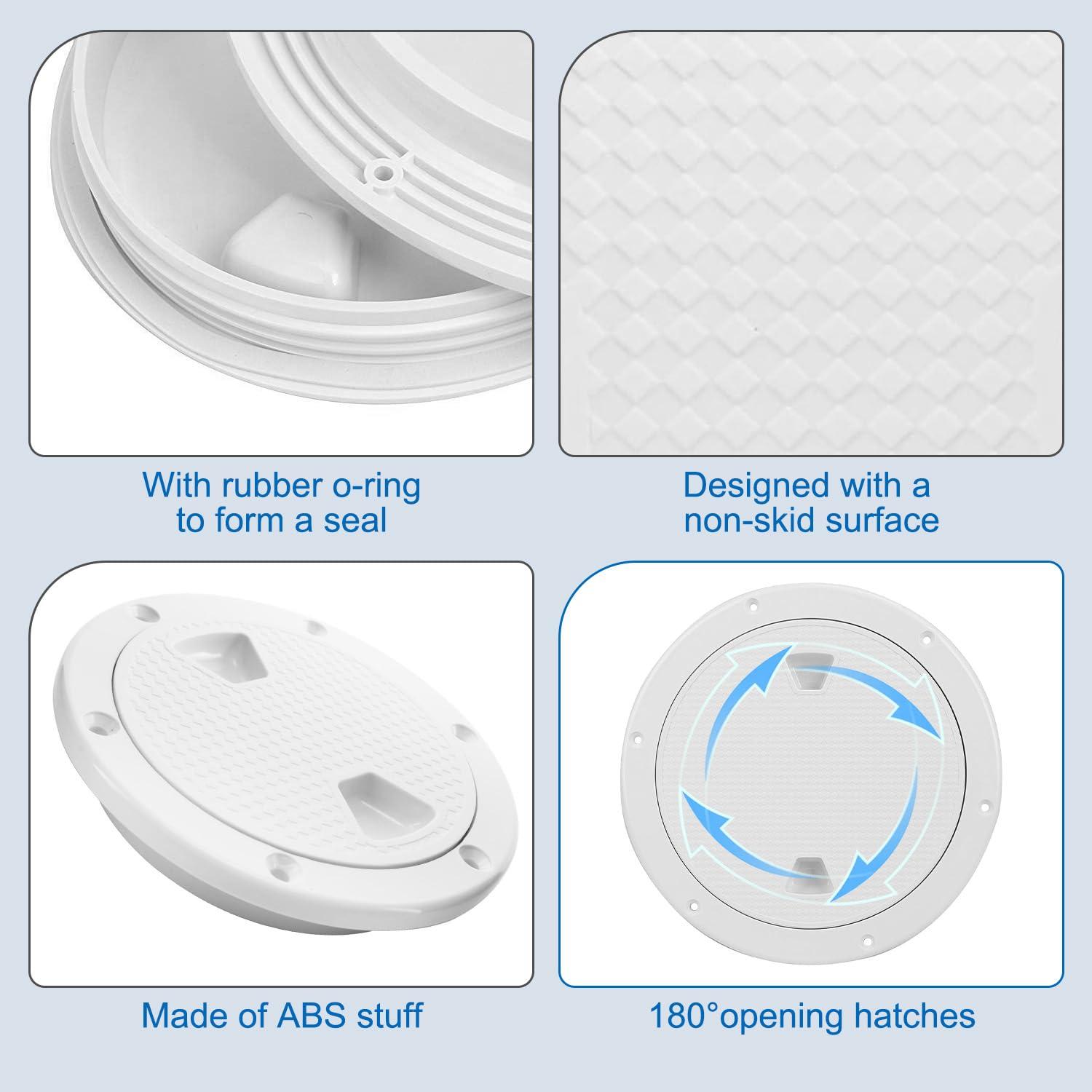 Amarine Made Amarine Made Boat Round Non Slip Inspection Hatch Detachable Cover and Pre-drilled Holes in Deck Plate Easily to Install Cut Out Dia:7-1/2\" Outside Dia: 9-4/5\"