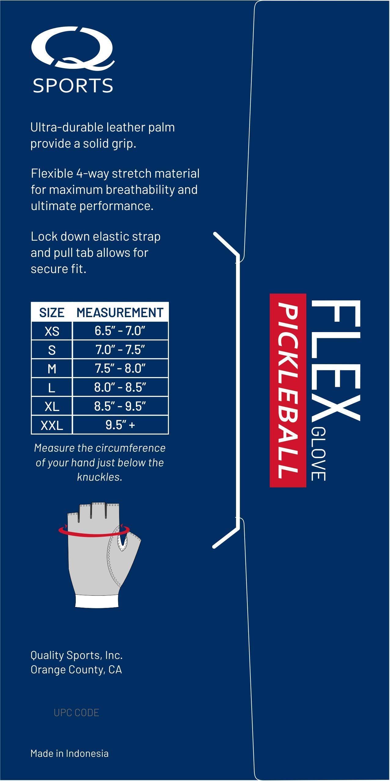 Quality Sports Quality Sports Flex Pickleball Glove Ultimate Performance Leather Palm Breathable Glove Right or Left Hand (X-Small, Left)