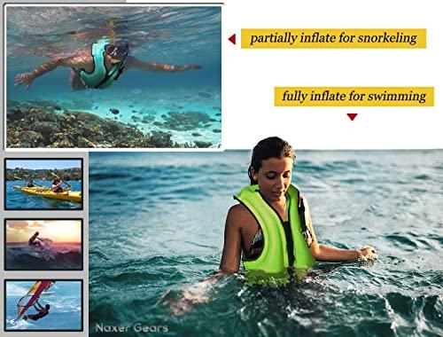 NAXER NAXER Inflatable Buoyancy Jackets Vests for Adults Kayak Kayaking Suit 90-200 lbs Easy Snorkeling Swimming Boating Paddleboarding Water Sports