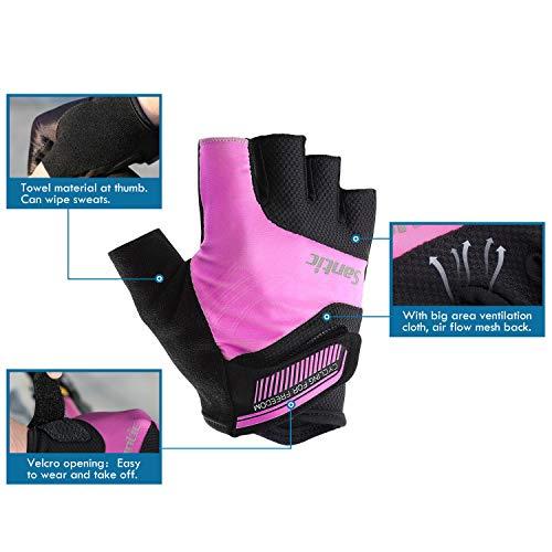 Santic Santic Classic Fingerless Cycling Gloves with Shock-Absorbing Foam Pad Breathable Half Finger Moutain Bike Bicycle Riding Gloves for Men and Women Pink XL