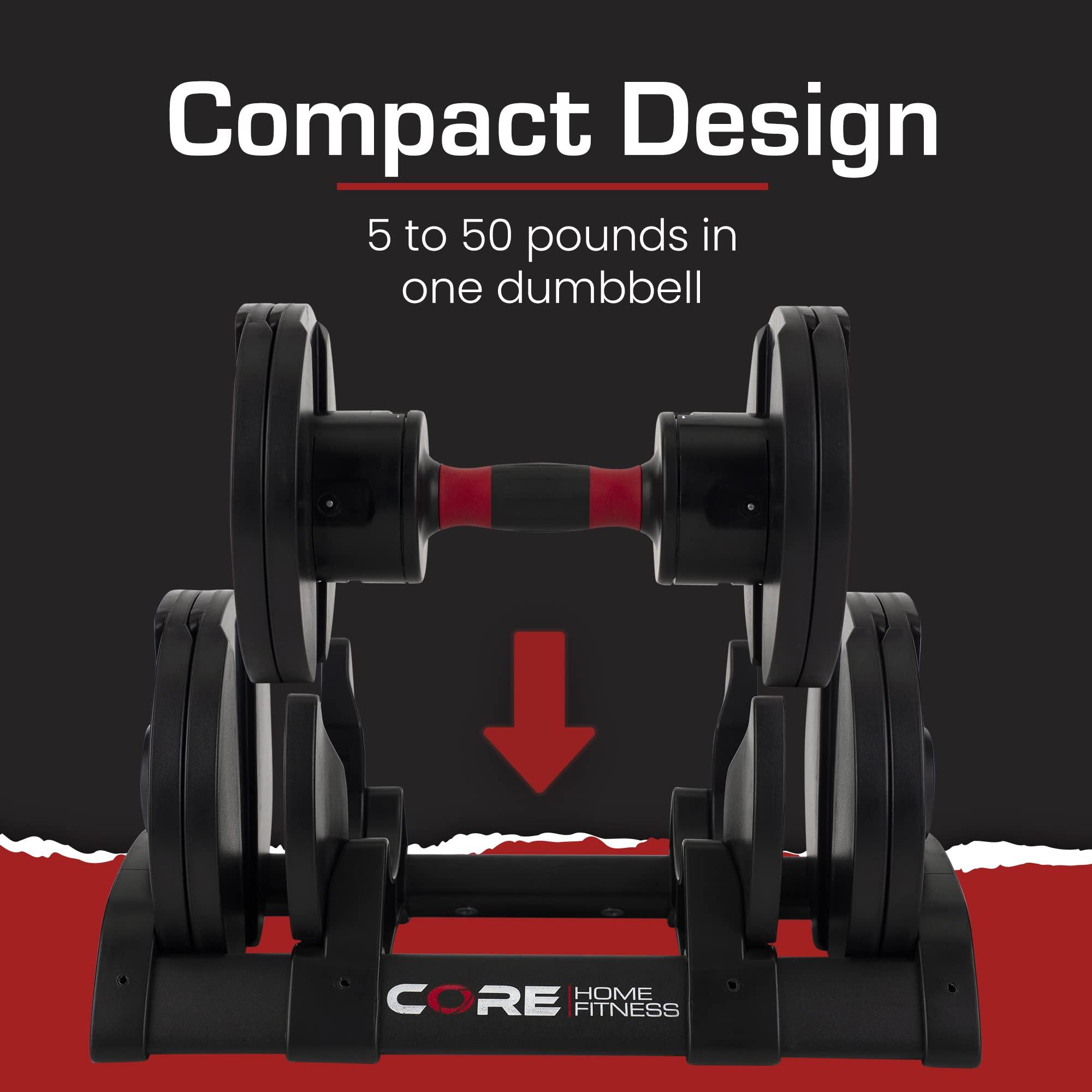 Core Fitness Adjustable Dumbbell Weight Set by Affordable Dumbbells - Space Saver - Dumbbells for Your Home image-7